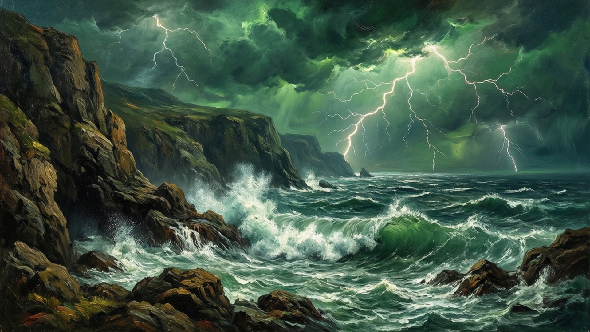 Stormfuld grøn himmelhav Wallpapers