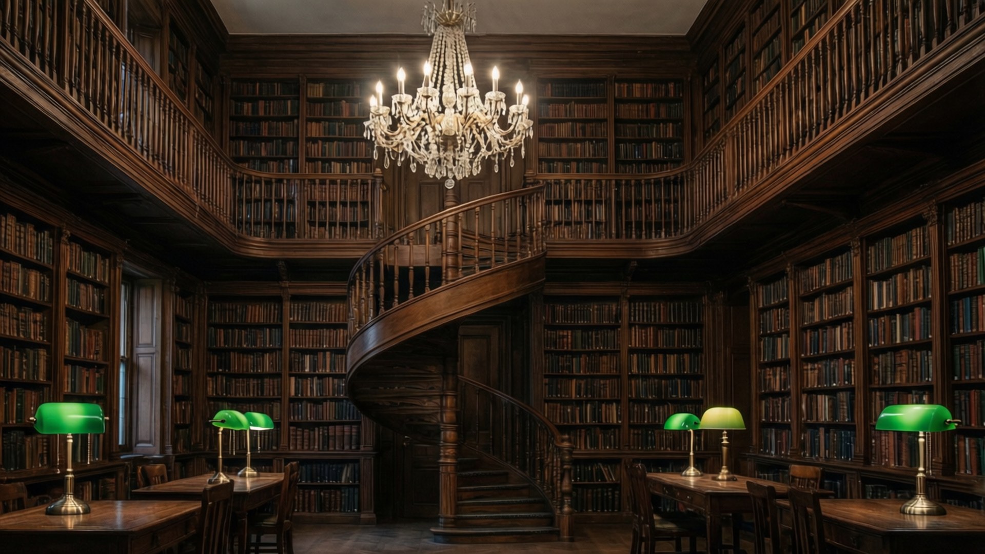 Storslået bibliotekshal Wallpapers