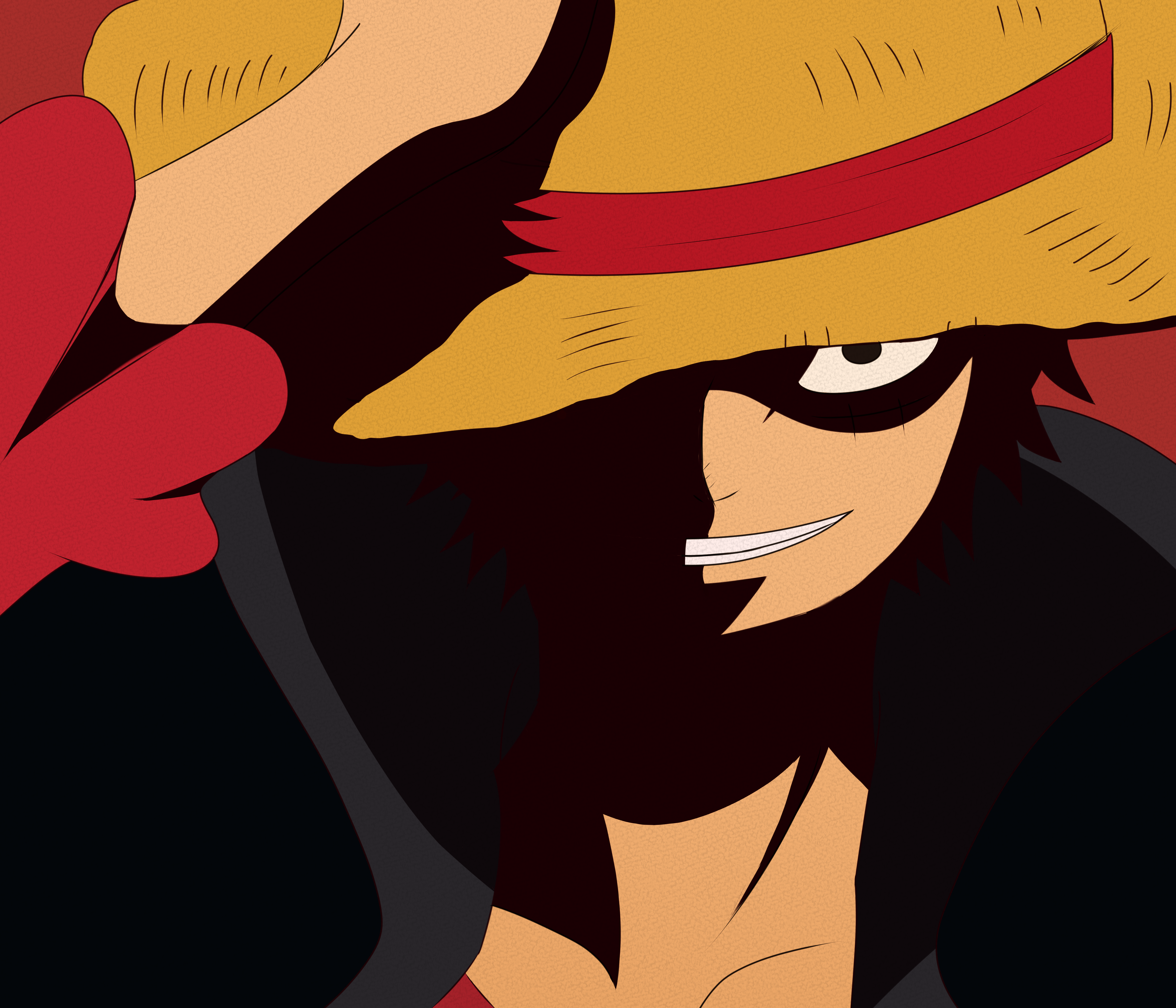 Stråhatten Luffy i aktion Wallpapers