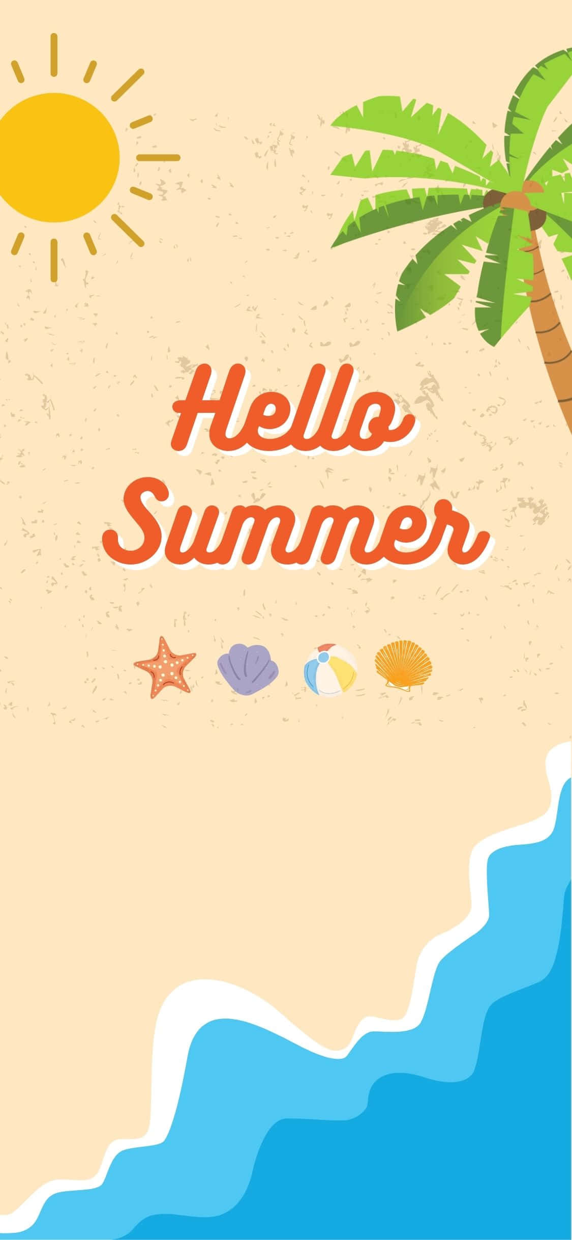 Strand topvisning illustration iPhone X sommerbaggrund Wallpapers