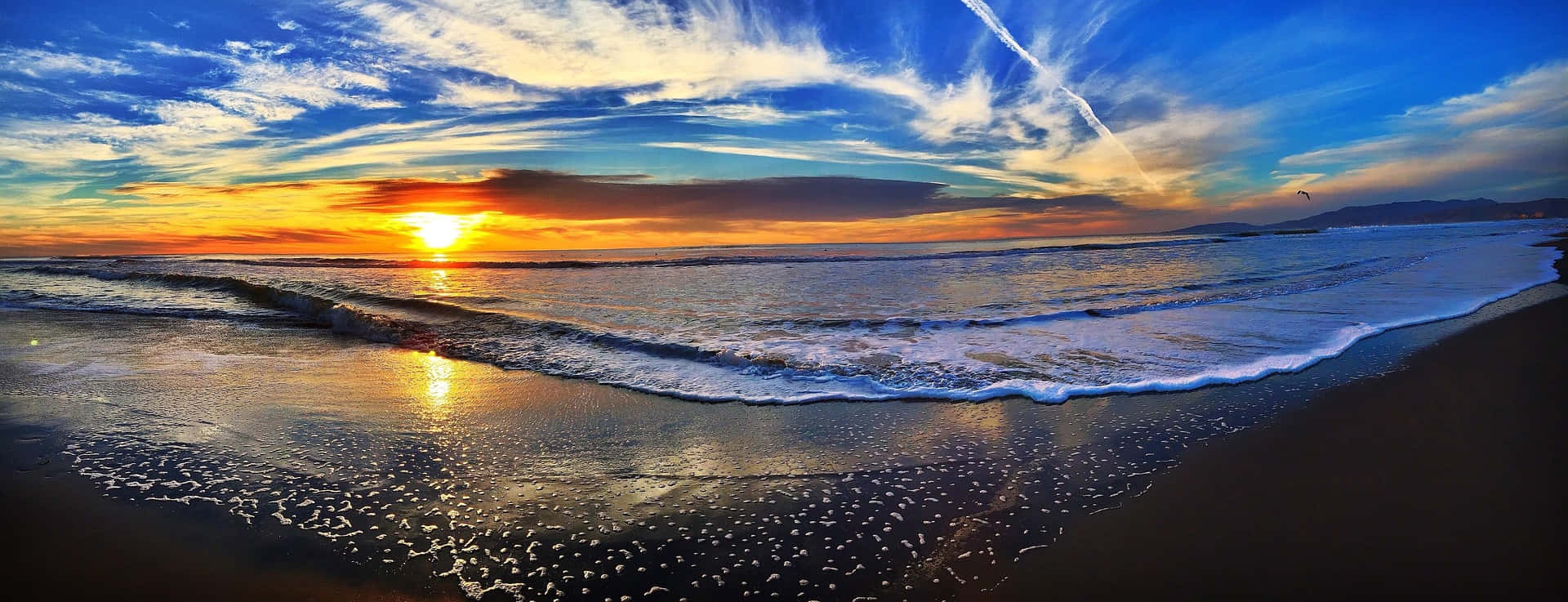 Strandsolnedgang Panorama Billede Wallpapers