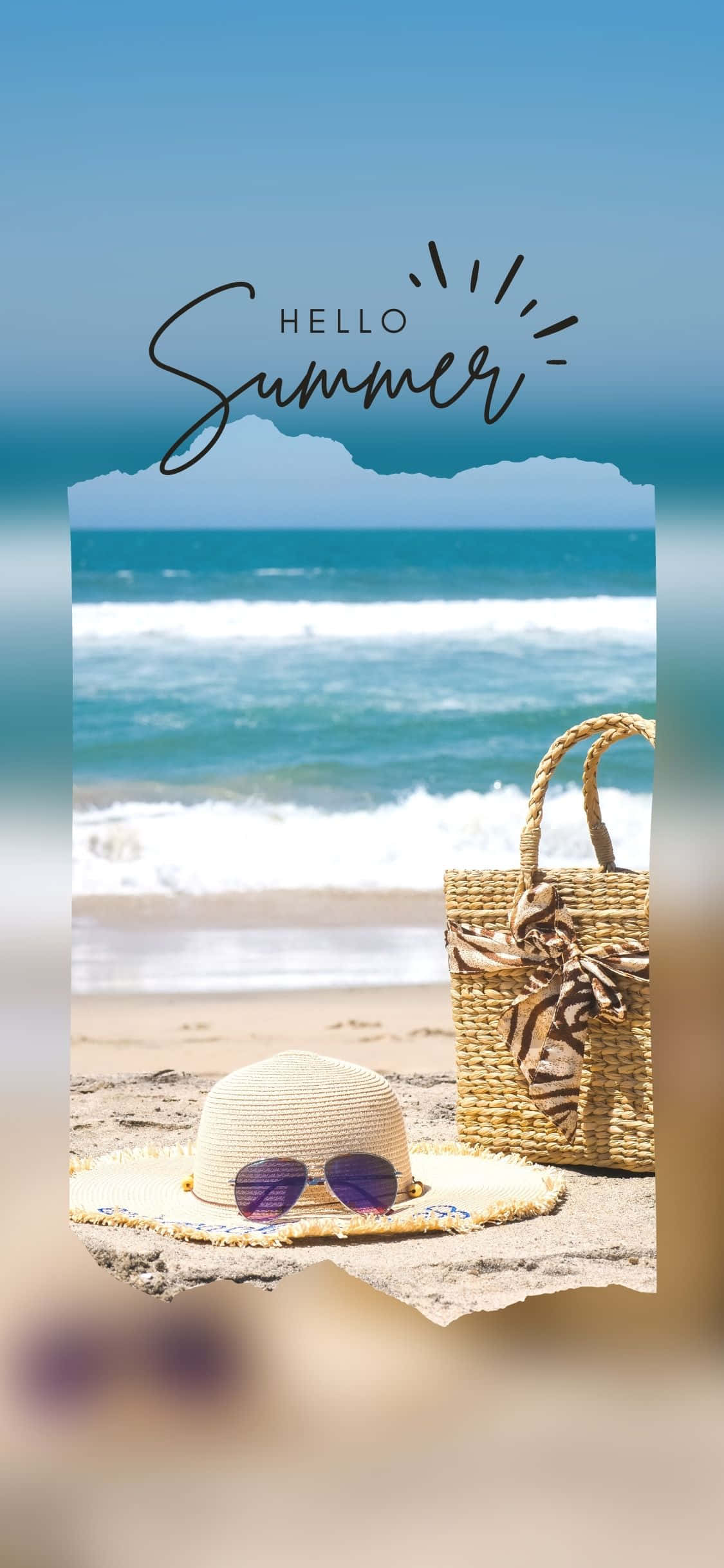 Strandtaske og hat iPhone X sommerbaggrund Wallpapers