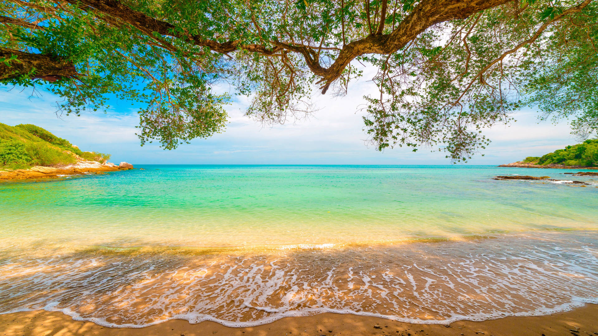 Strandudsigt til fuld skærm på computeren Wallpapers