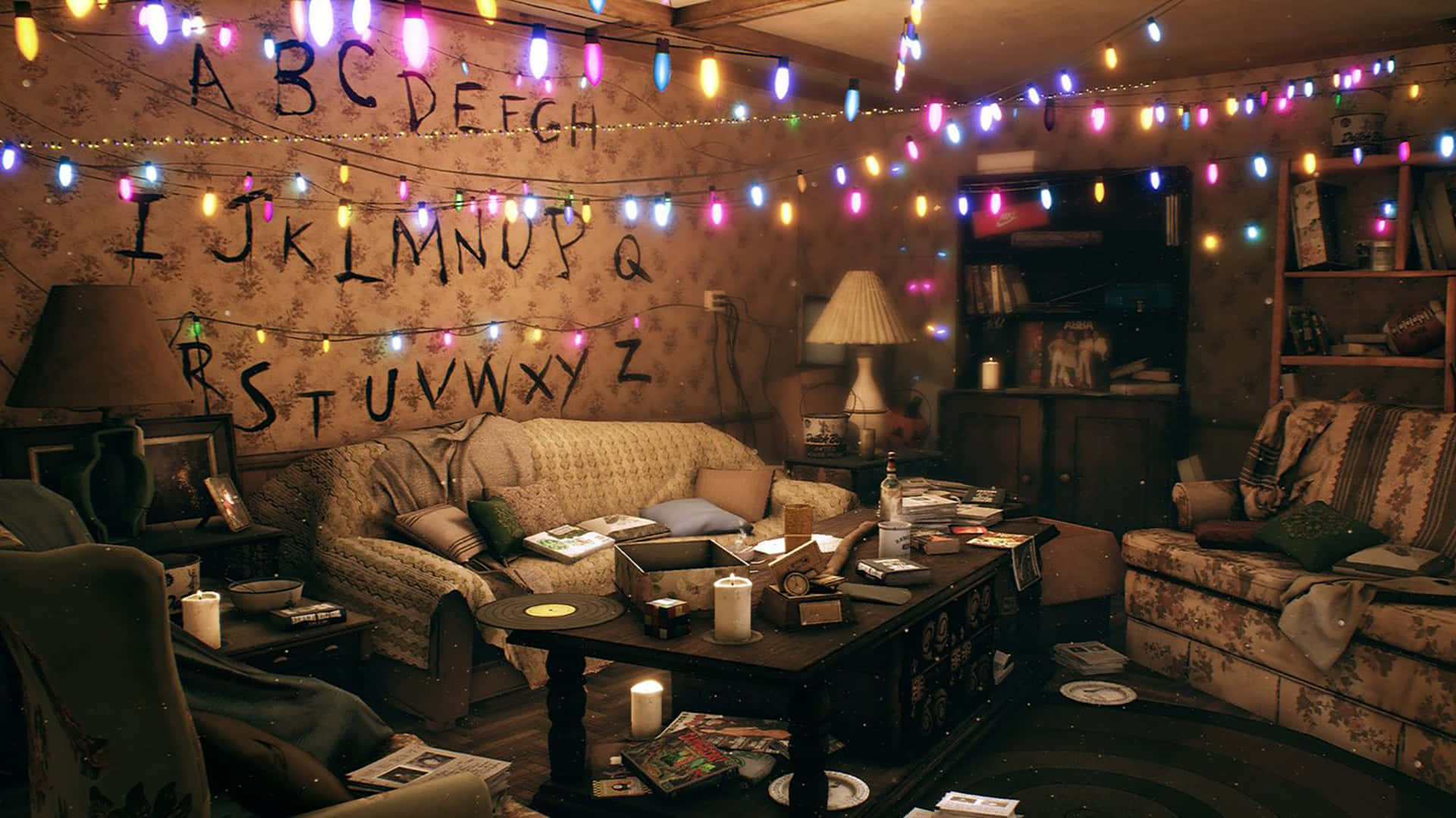 Stranger Things Byers Stue Juleholdbaggrund Wallpapers