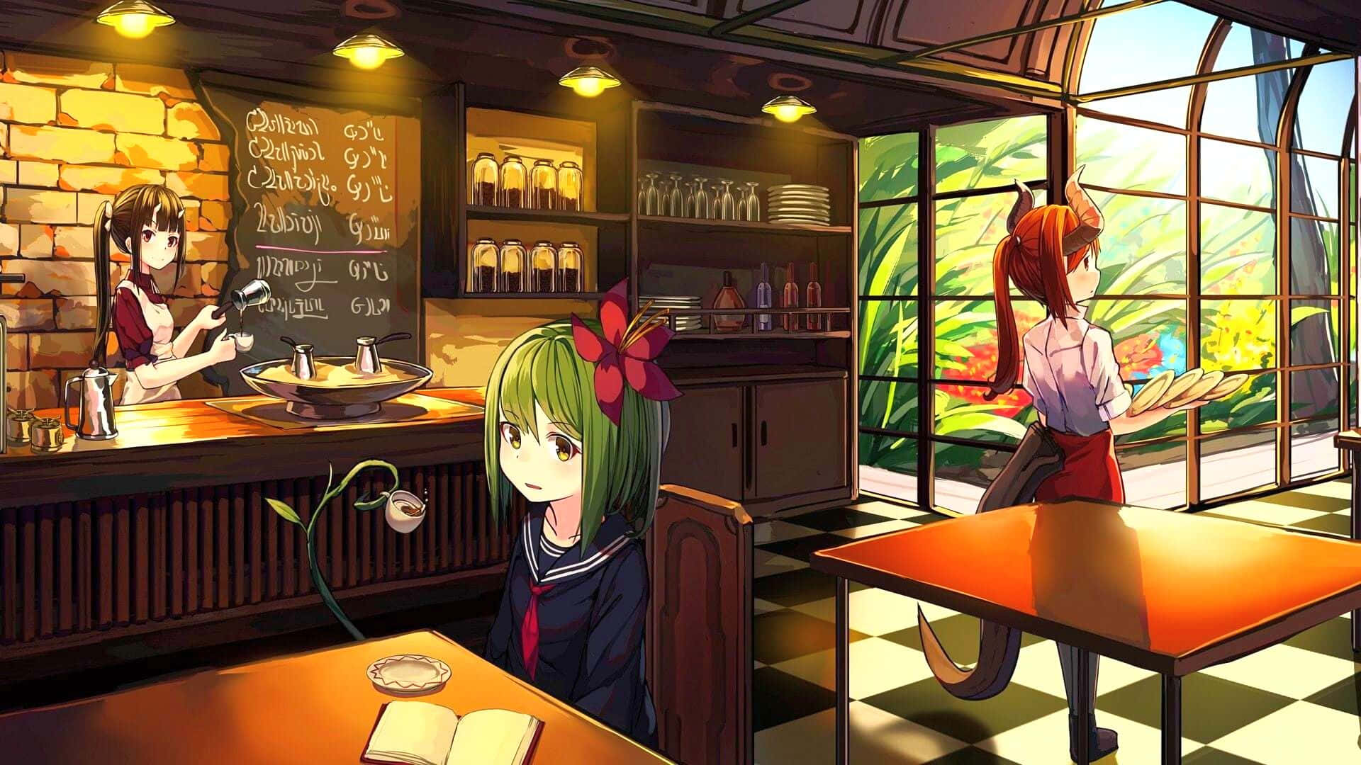 Student Anime Cafe Baggrund Wallpapers