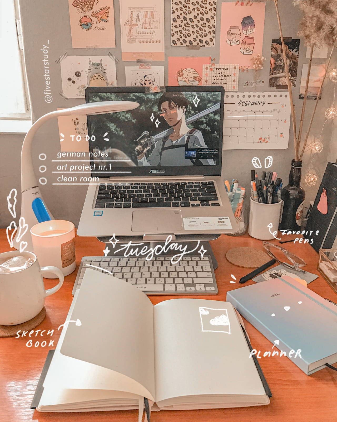 Studieæstetik med søde tekster Wallpapers