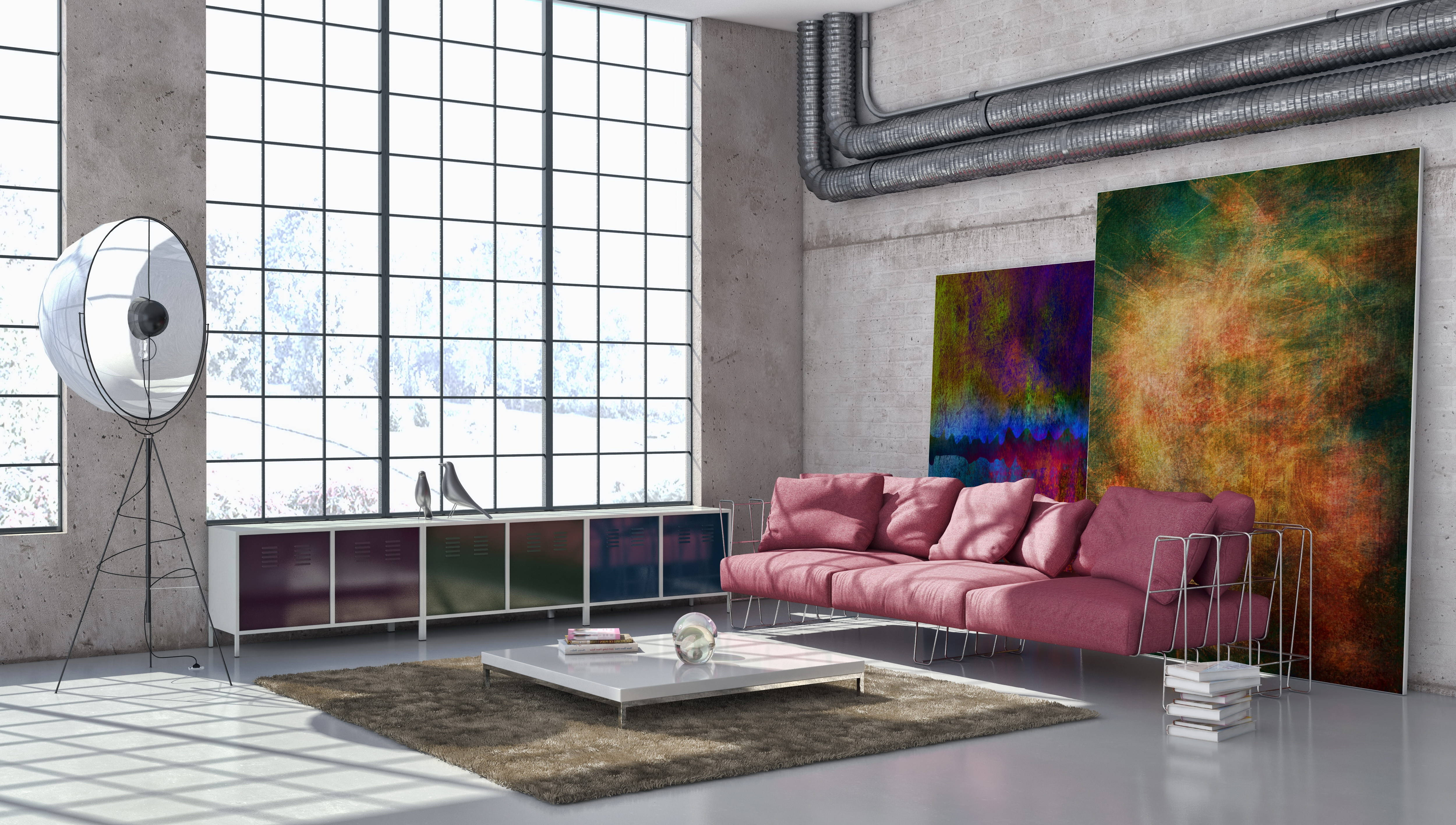 Stue med betonfinish Wallpapers