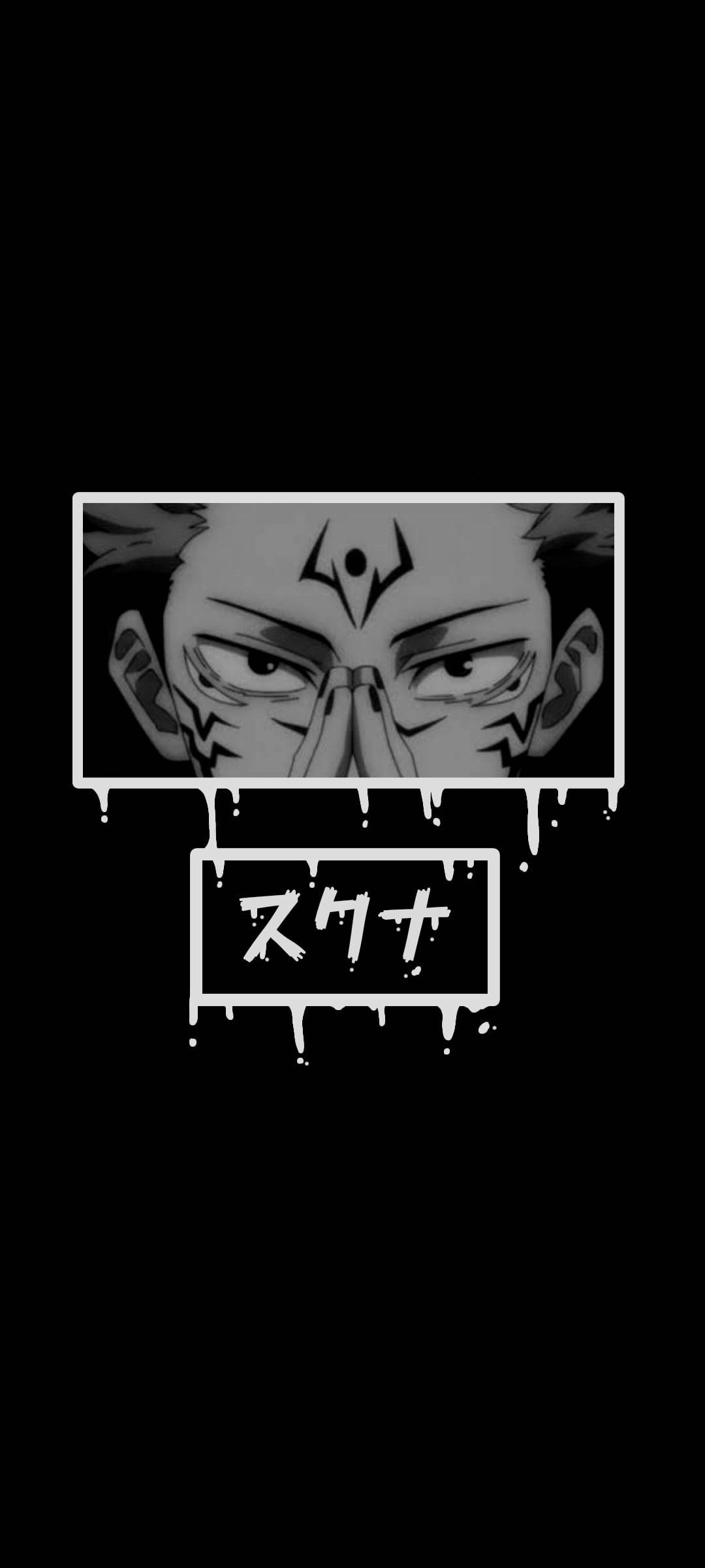 Sukuna Jujutsu Kaisen Anime Sort Hvid iPhone Wallpapers