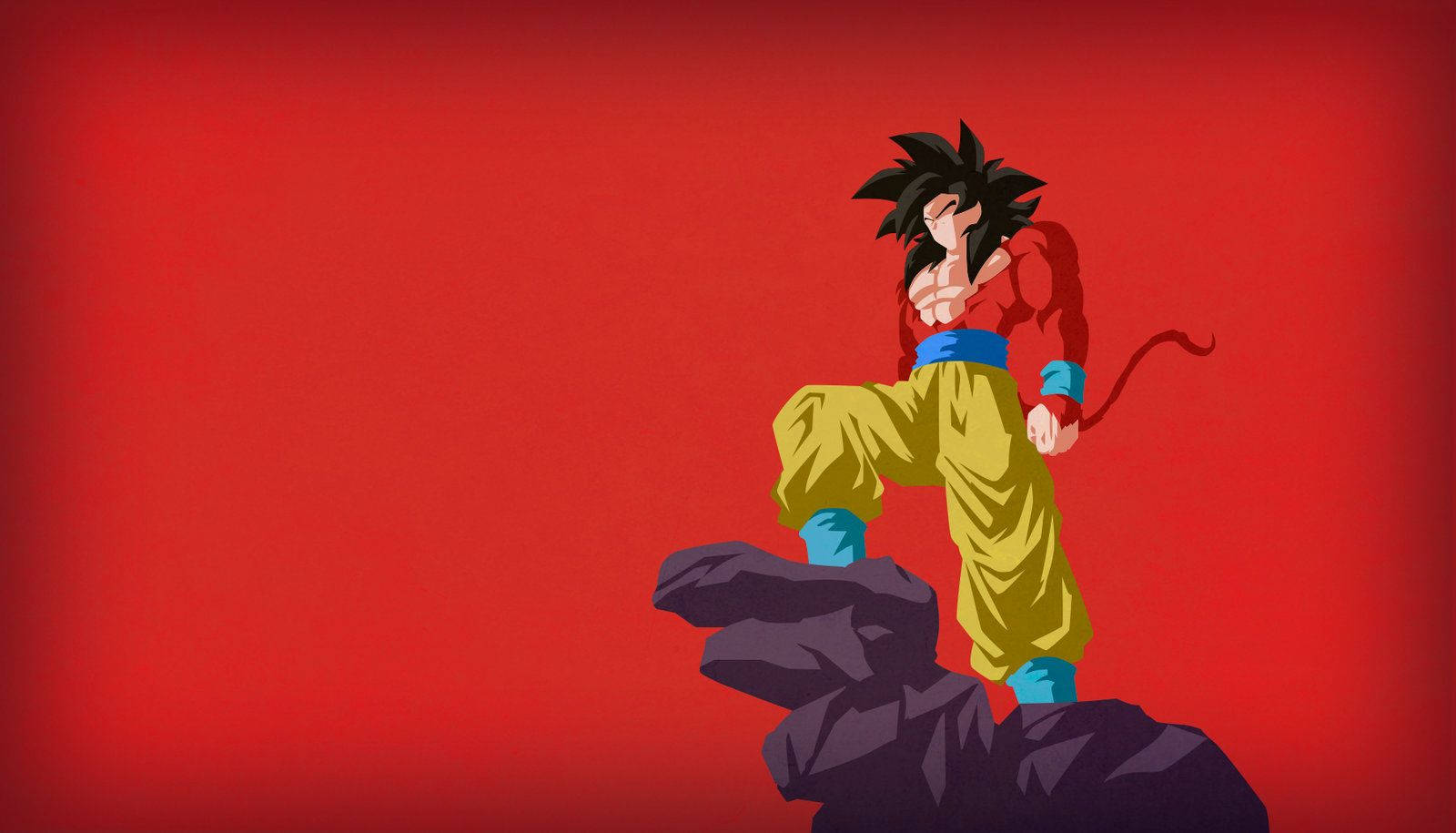 Wallpaper af Goku i Super Saiyan 4 mod en rød gradientbaggrund. — Goku Wallpapers