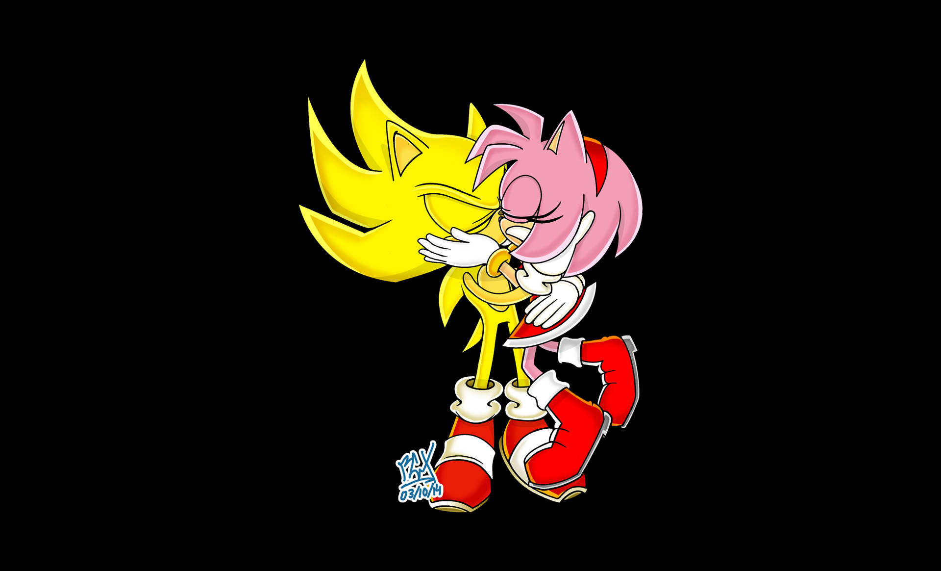 Super Sonic og Amy Rose sort baggrundsbillede. — Sonic Wallpapers