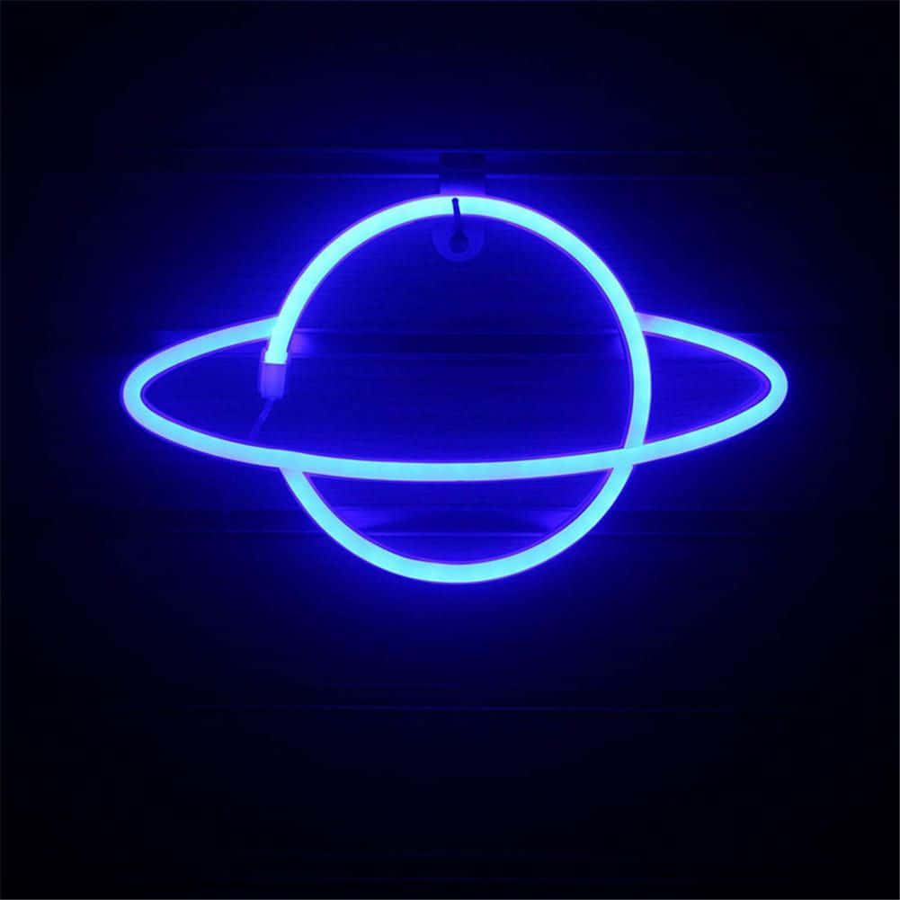 Surrealistisk neonblå bybillede Wallpapers