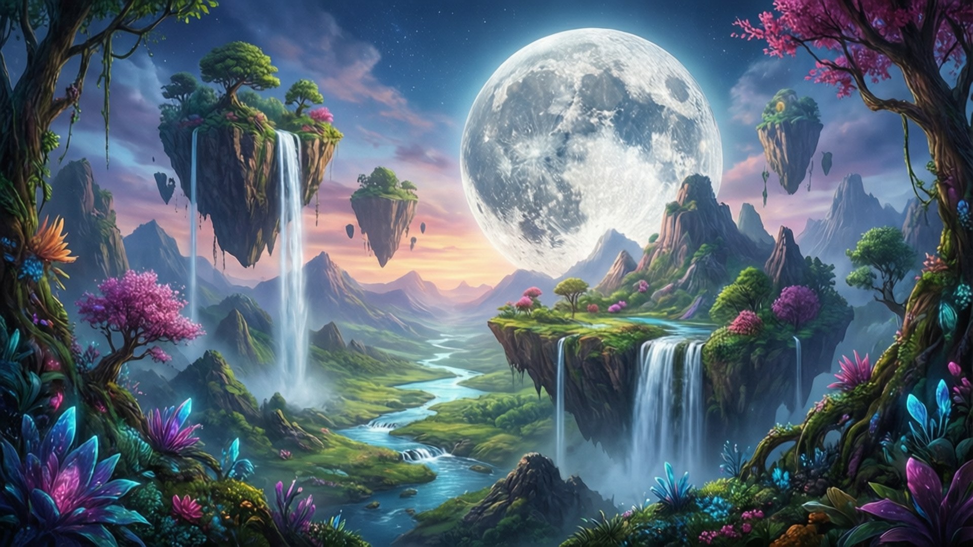 Svævende Øer Fantasi Wallpapers