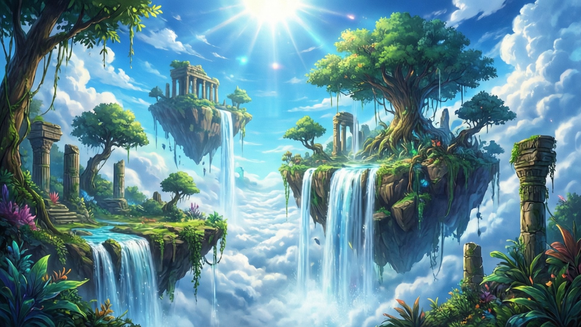 Svævende Øer Fantasi Wallpapers