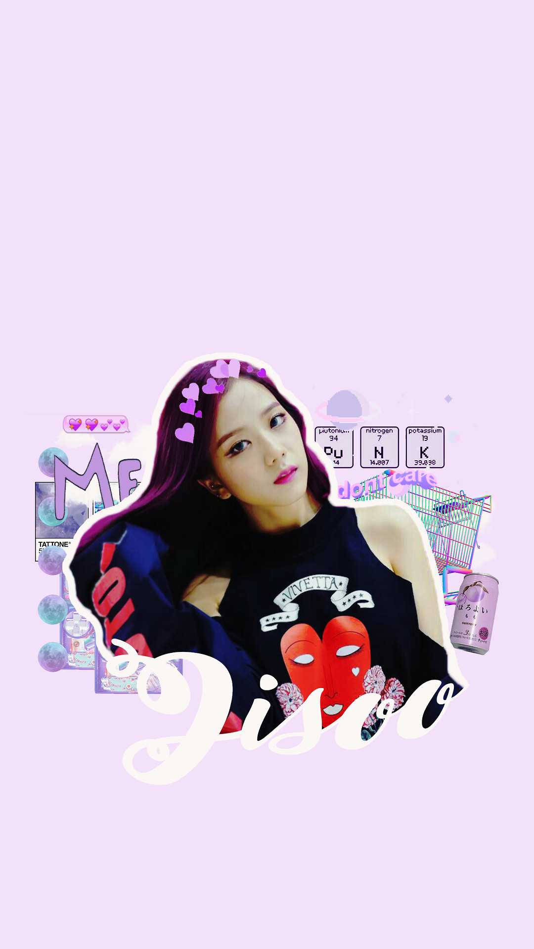 Sydkoreansk pigegruppe, Blackpink-medlem Jisoo viser sin lilla scrapbook-kunst frem. Wallpapers