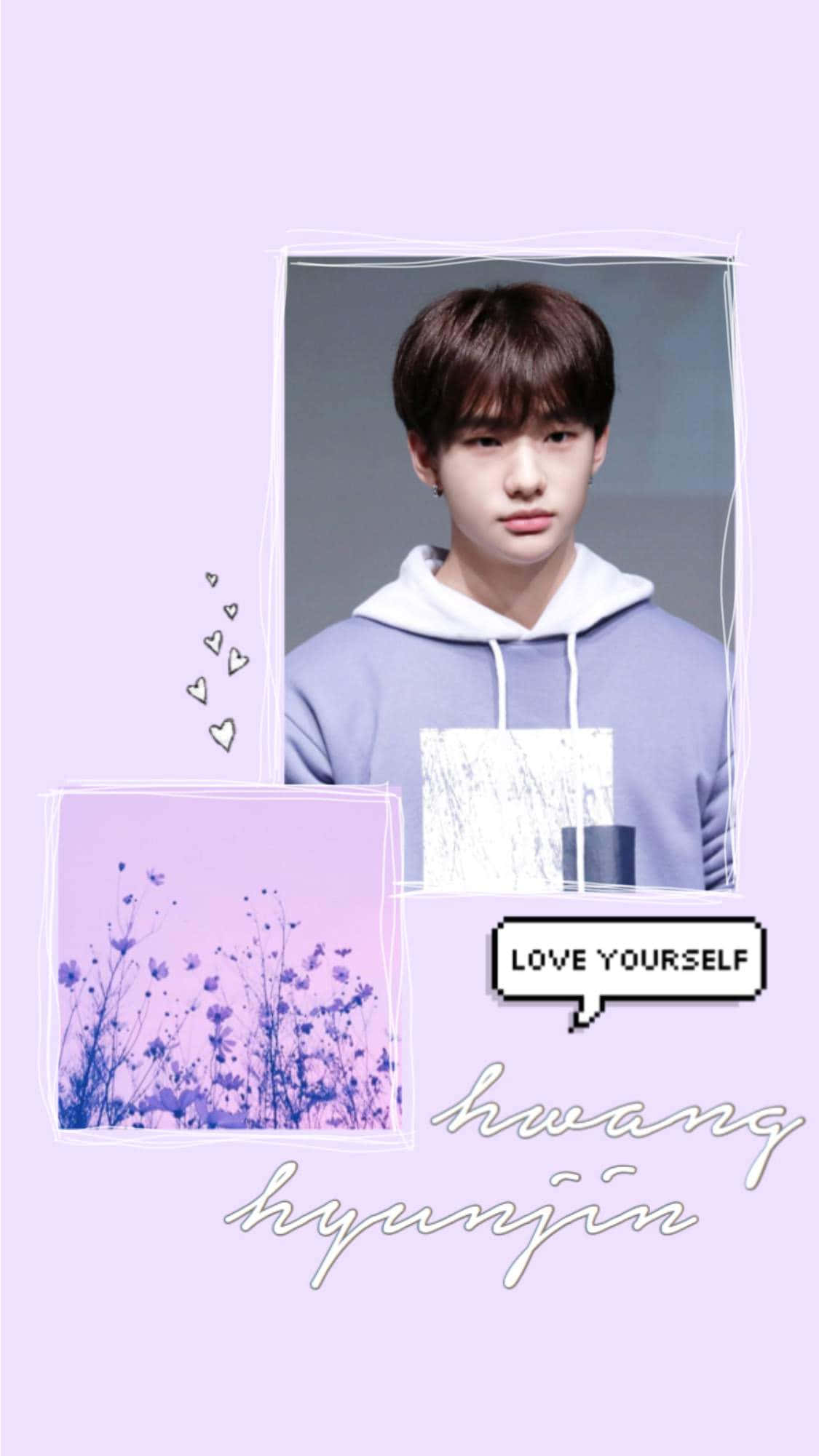 Sydkoreansk Rapper Hyunjin Lilla Æstetik Wallpapers