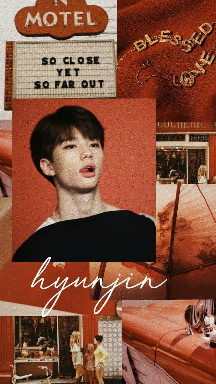 Sydkoreanske rapper Hyunjin mørk orange tema Wallpapers