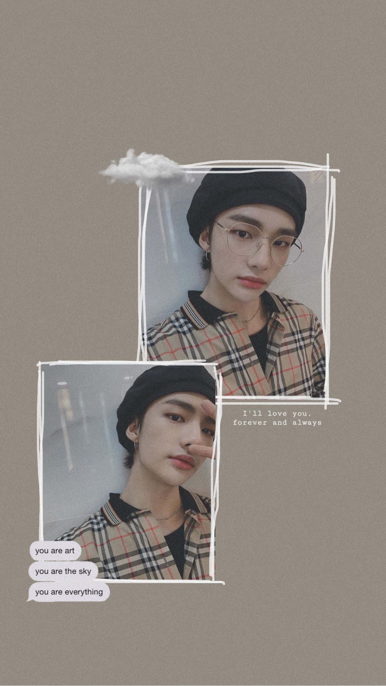 Sydkoreanske Rapper Hyunjin i Hyggeligt Tartan Look Wallpapers