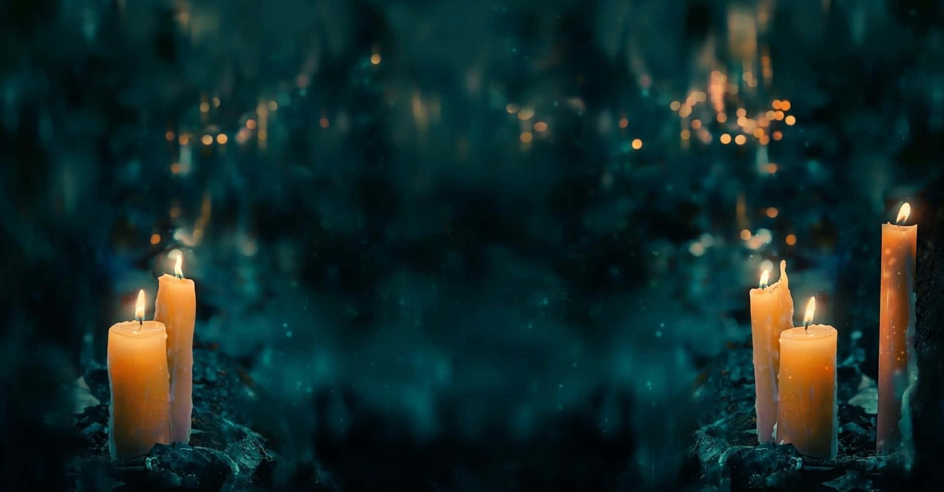 Tændte Lys Halloween Zoom Baggrund Wallpapers