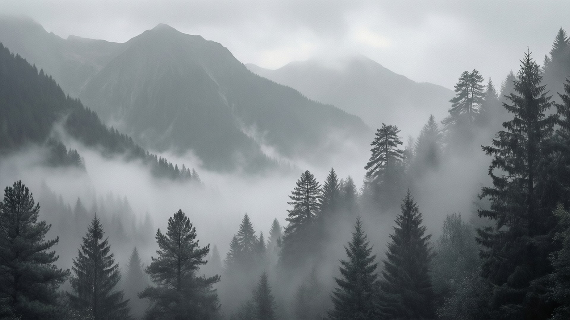 Tågede grå bjerge Wallpapers
