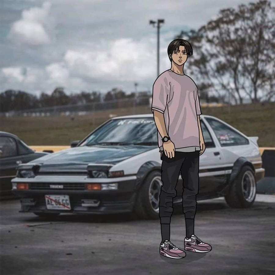 Takumi Fujiwara foran en bil anime Wallpapers