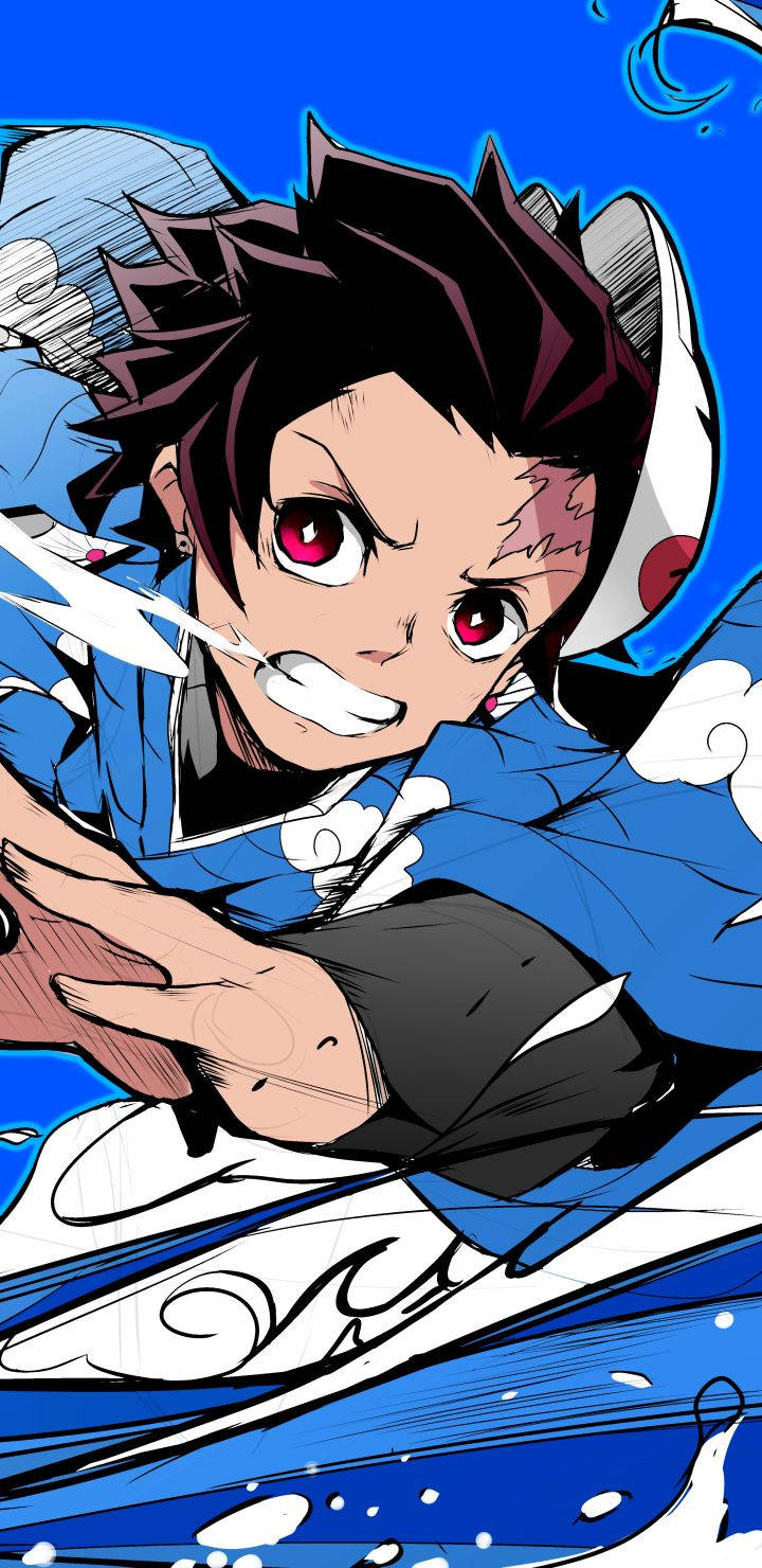 Tanjiro blå bølge Demon Slayer iPhone Wallpapers