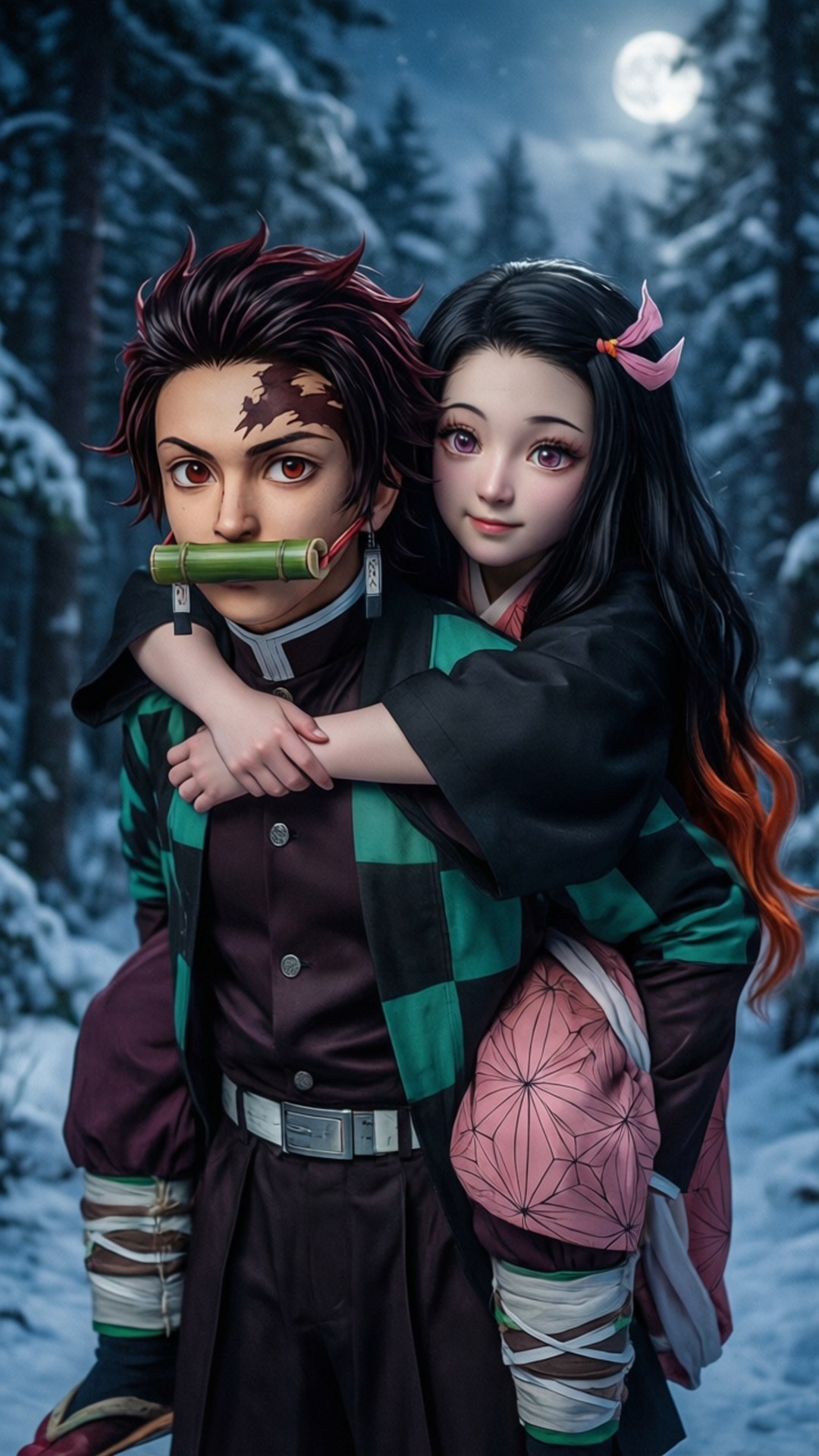 Tanjiro bærer Nezuko Wallpapers