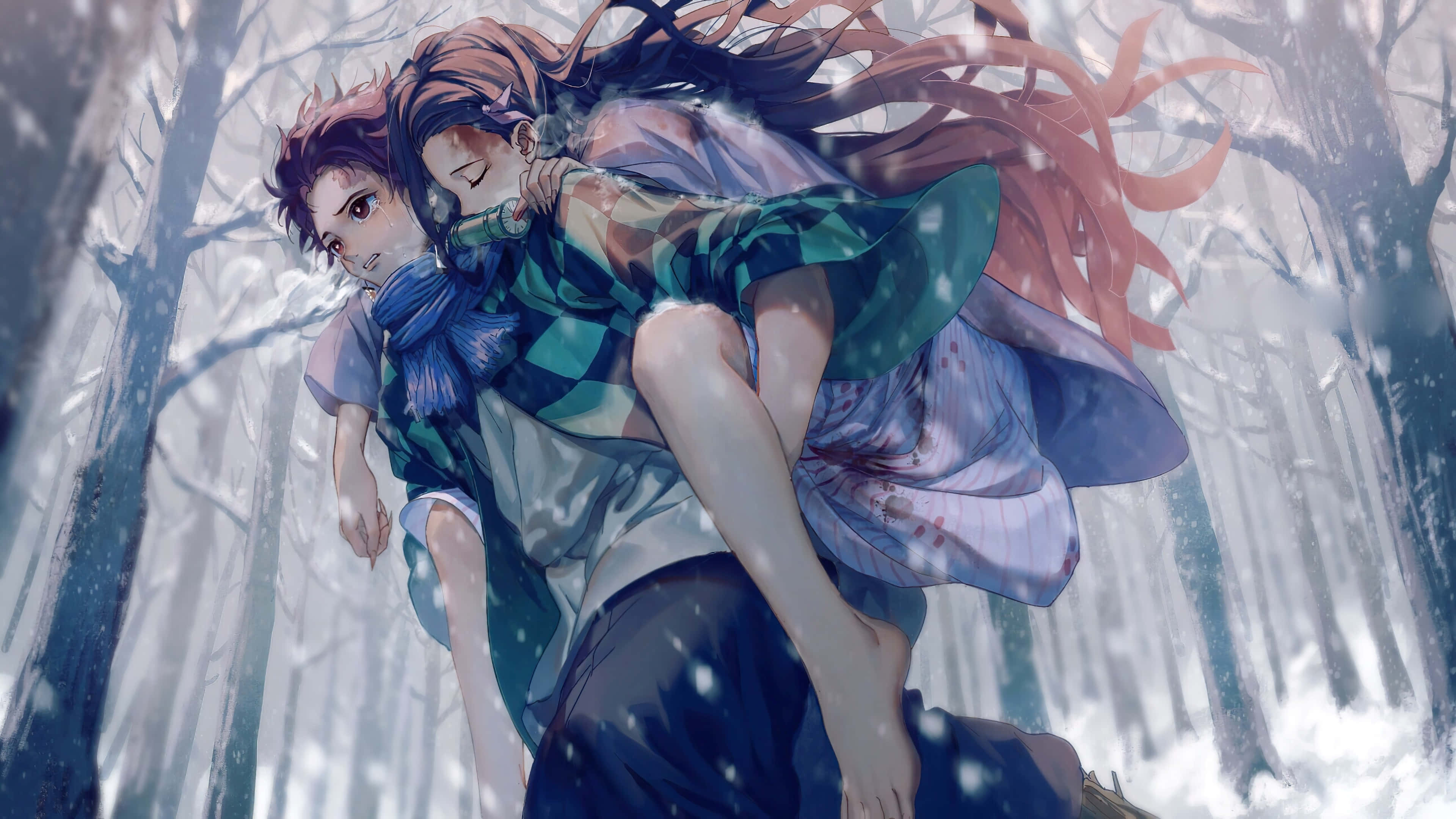 Tanjiro frigør Solens Åndedræt i Demon Slayer Wallpapers