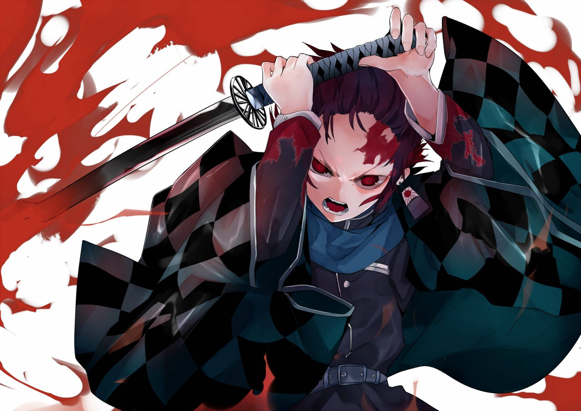 Tanjiro Kamado forsvarer sig mod et angreb som dæmonjæger Wallpapers