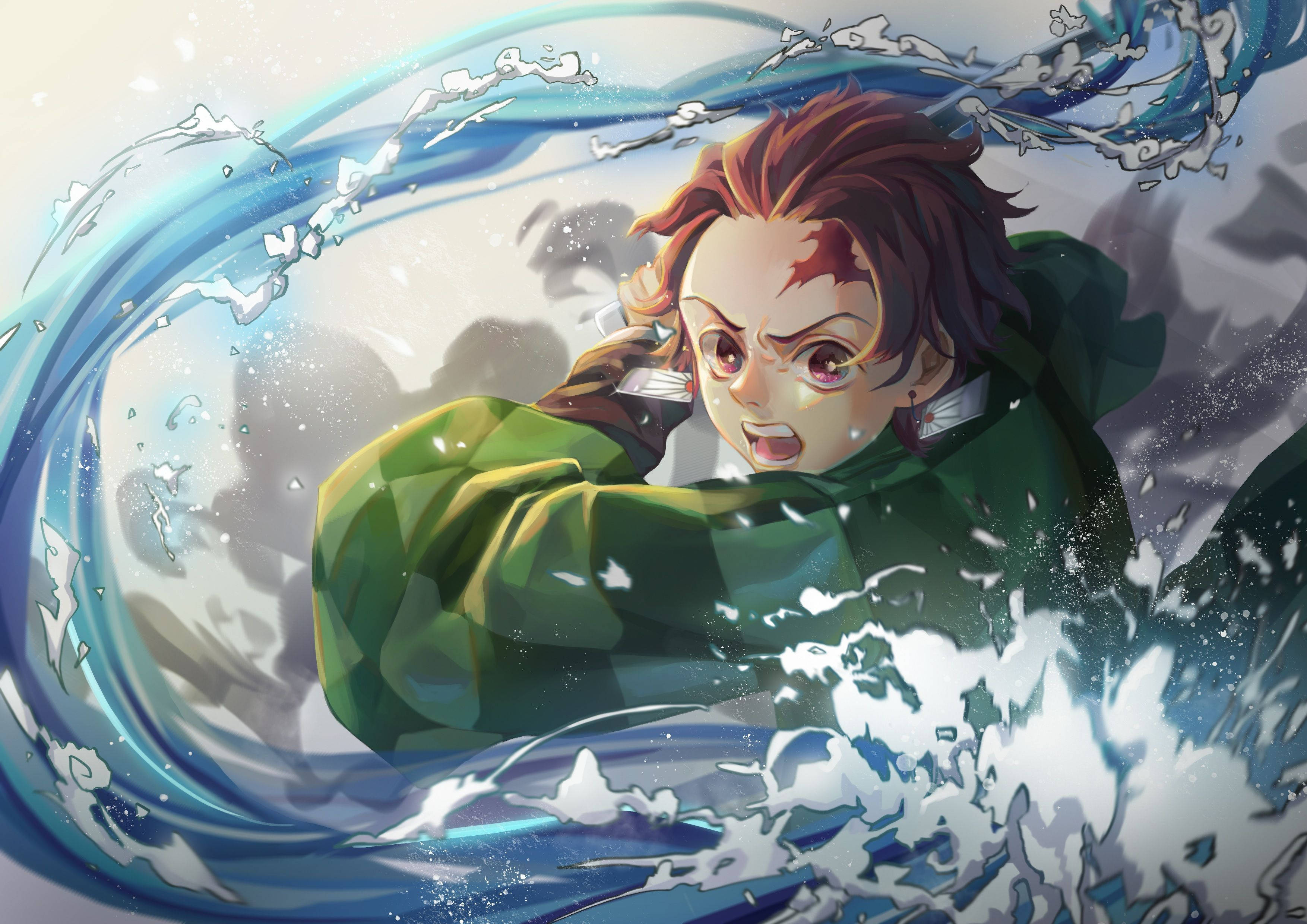 Tanjiro Kanzaki mestrer sin vandåndende teknik Wallpapers