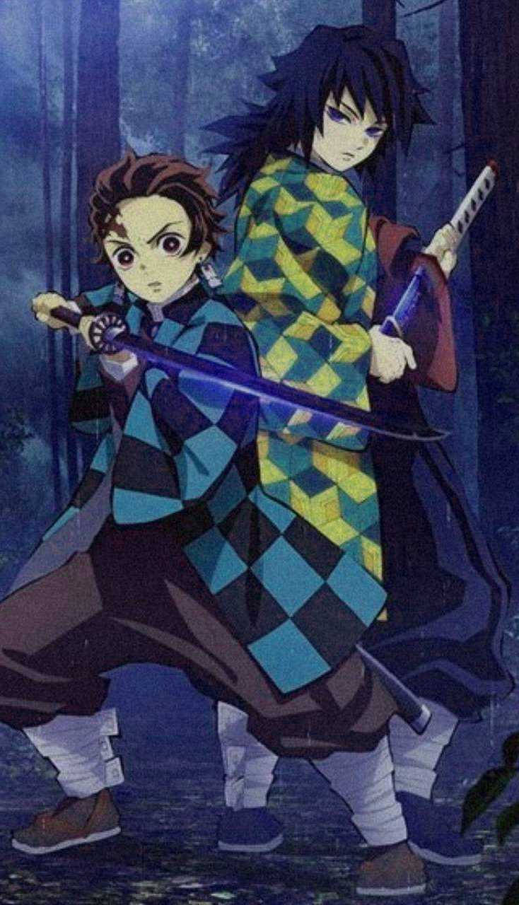 Tanjiro og Giyu Demon Slayer iPhone Wallpapers