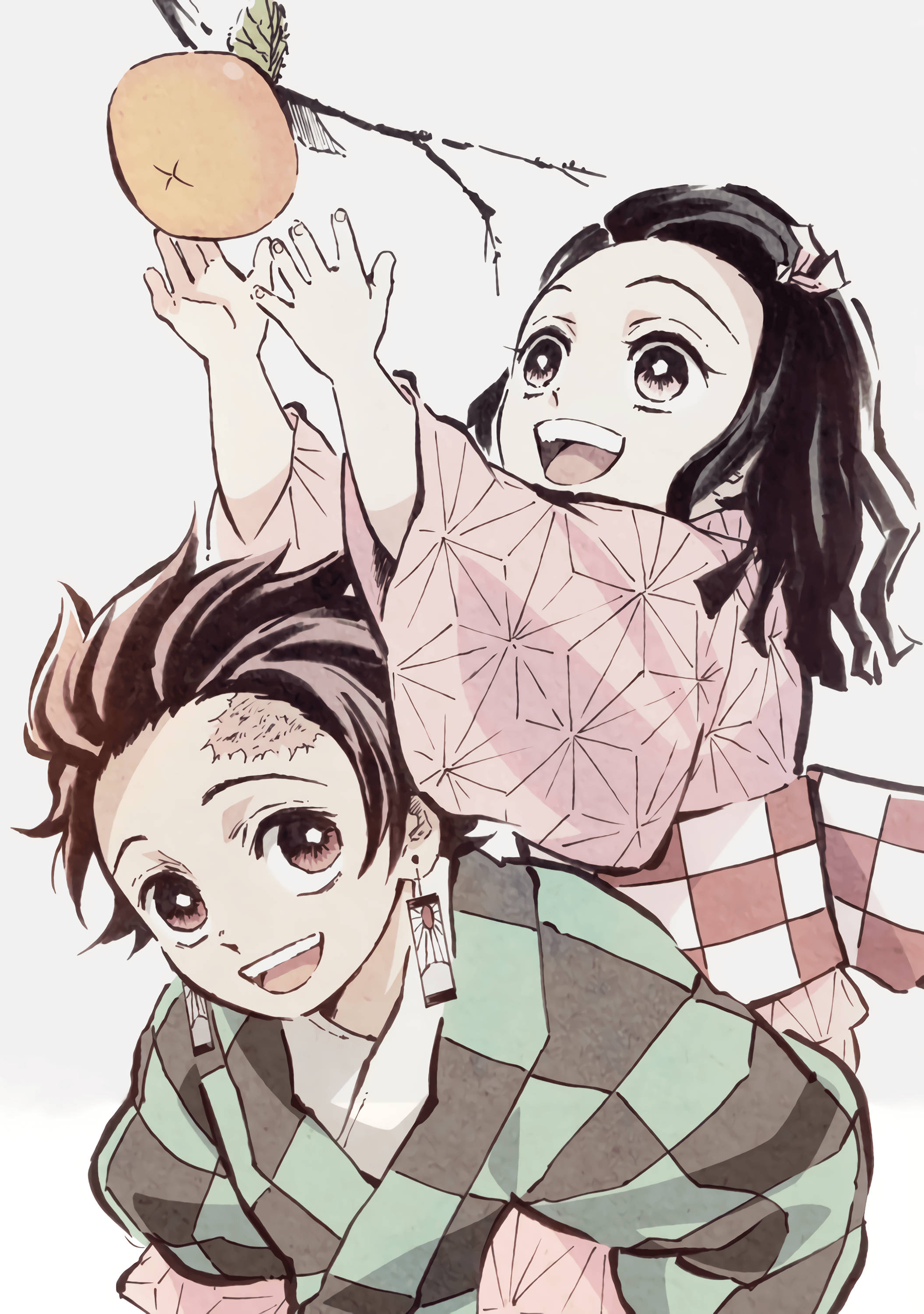 Tanjiro og Nezuko henter frugt Wallpapers