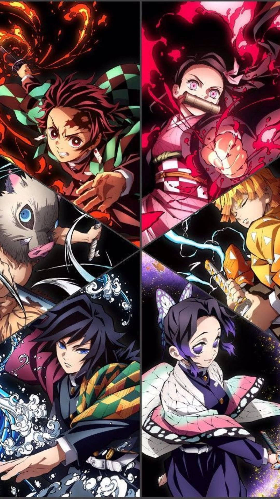 Tanjiro og Nezuko samt alle hovedpersoner Wallpapers