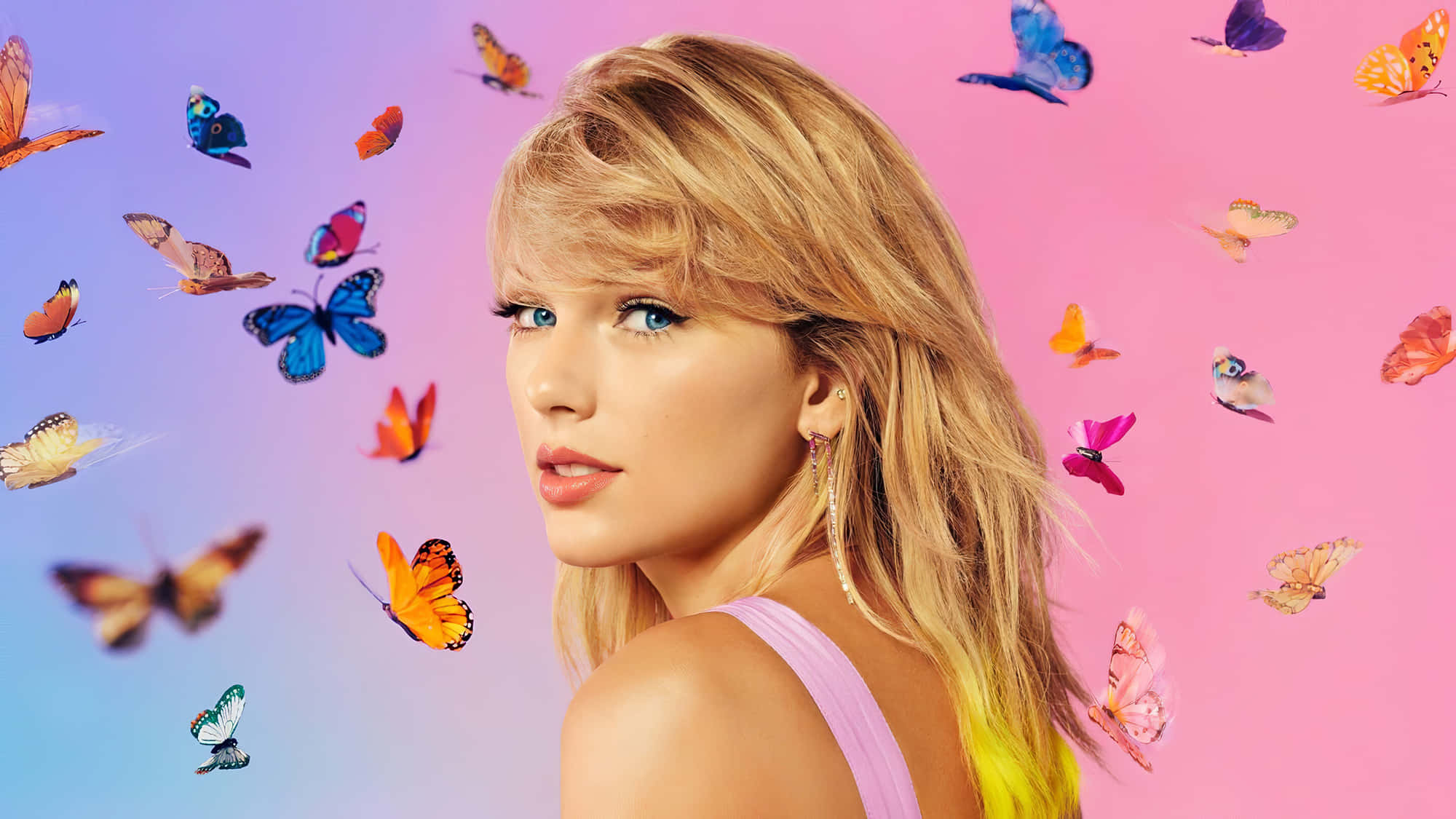 Taylor Swift med sommerfugle baggrund Wallpapers