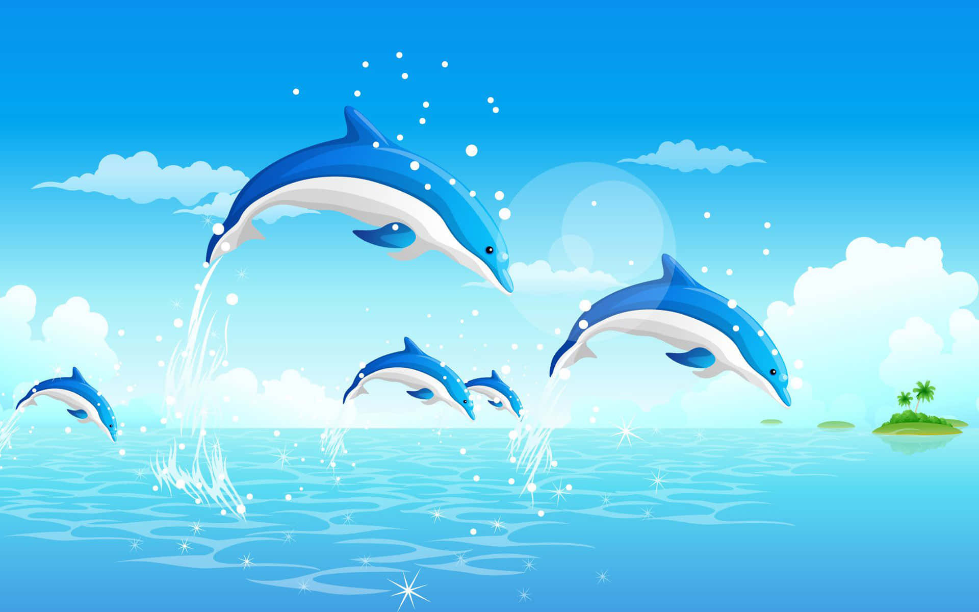 Tegnefilmsdyr Delfiner der hopper Baggrund Wallpapers