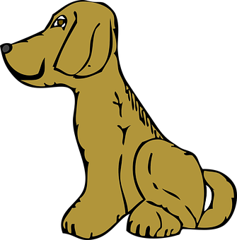 Tegneserie brun hund siddende Wallpapers