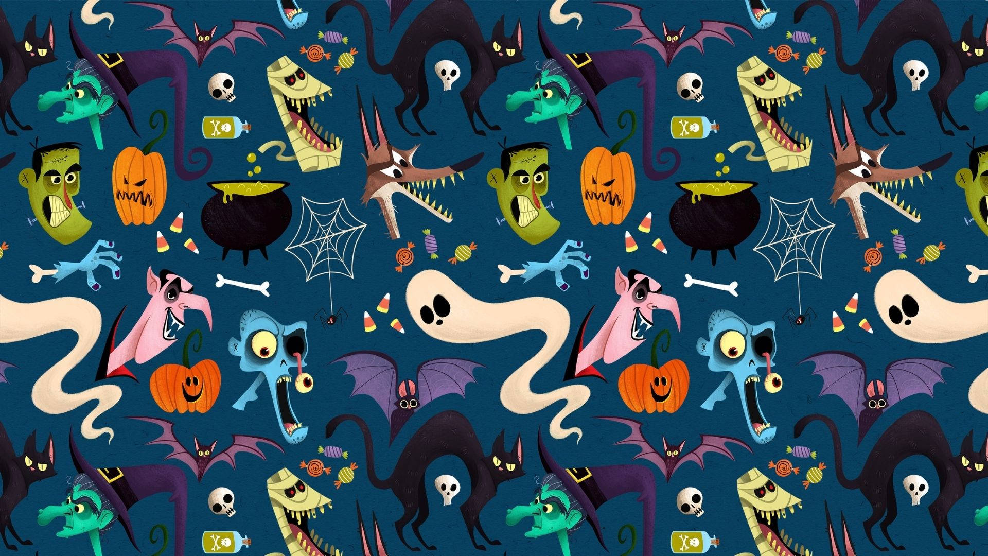 Tegneserie Halloween svævende hoveder Wallpapers