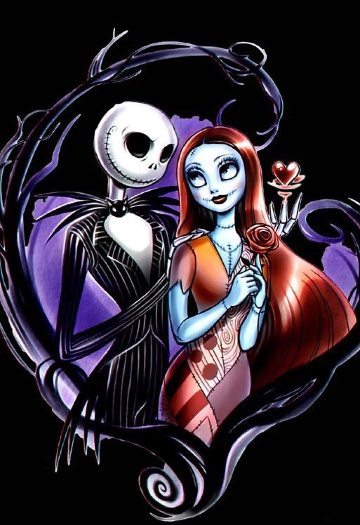 Tegneserie Sally og Jack fra Nightmare Before Christmas Wallpapers
