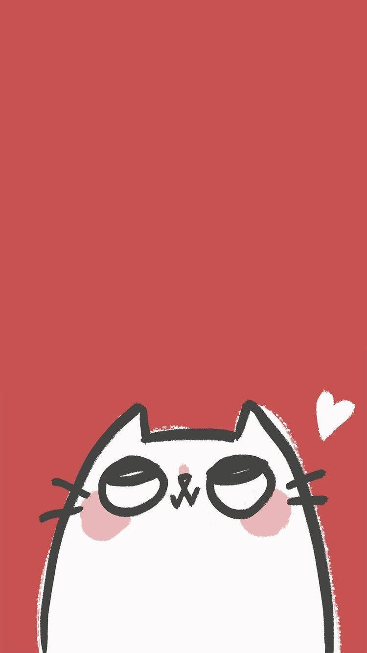 Tegneseriekat Pastelrød Æstetik Wallpapers