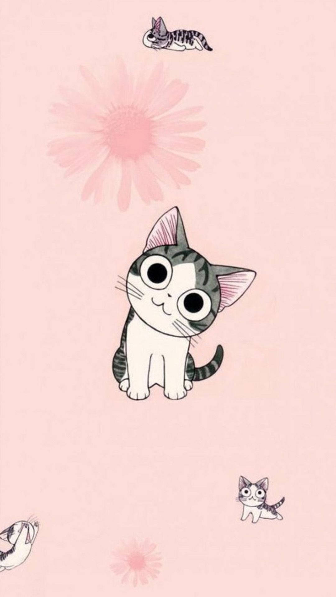 Tegneseriekatte med blomster Wallpapers
