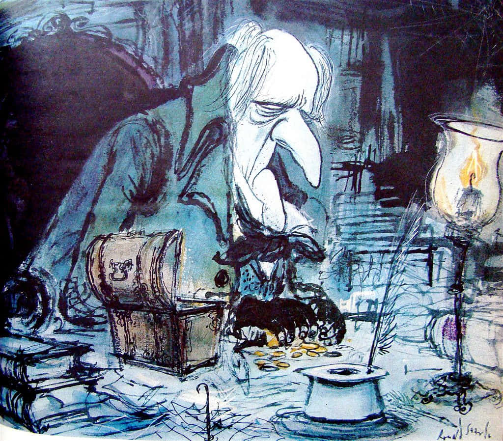 tegning af en mand der sidder ved et bord Wallpapers