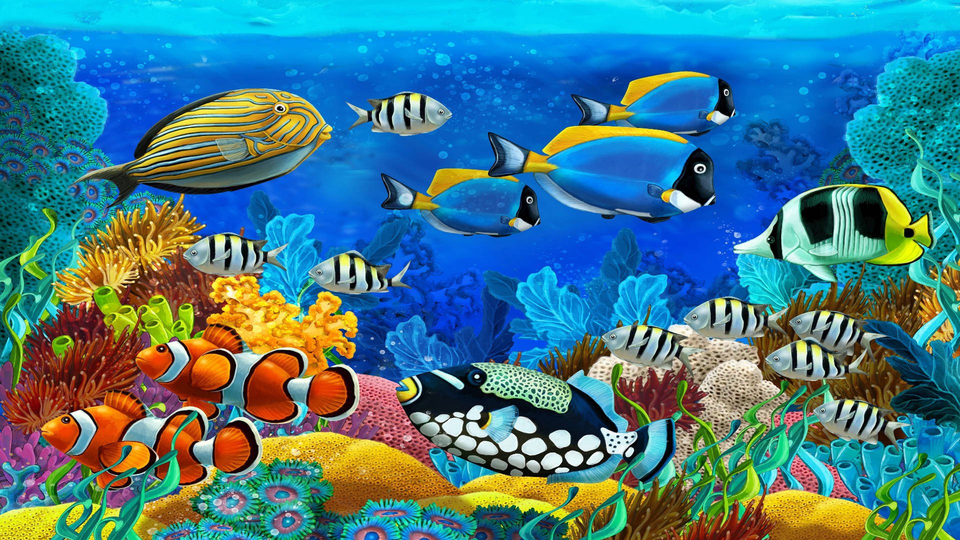 Tegning af tropiske fisk Wallpapers