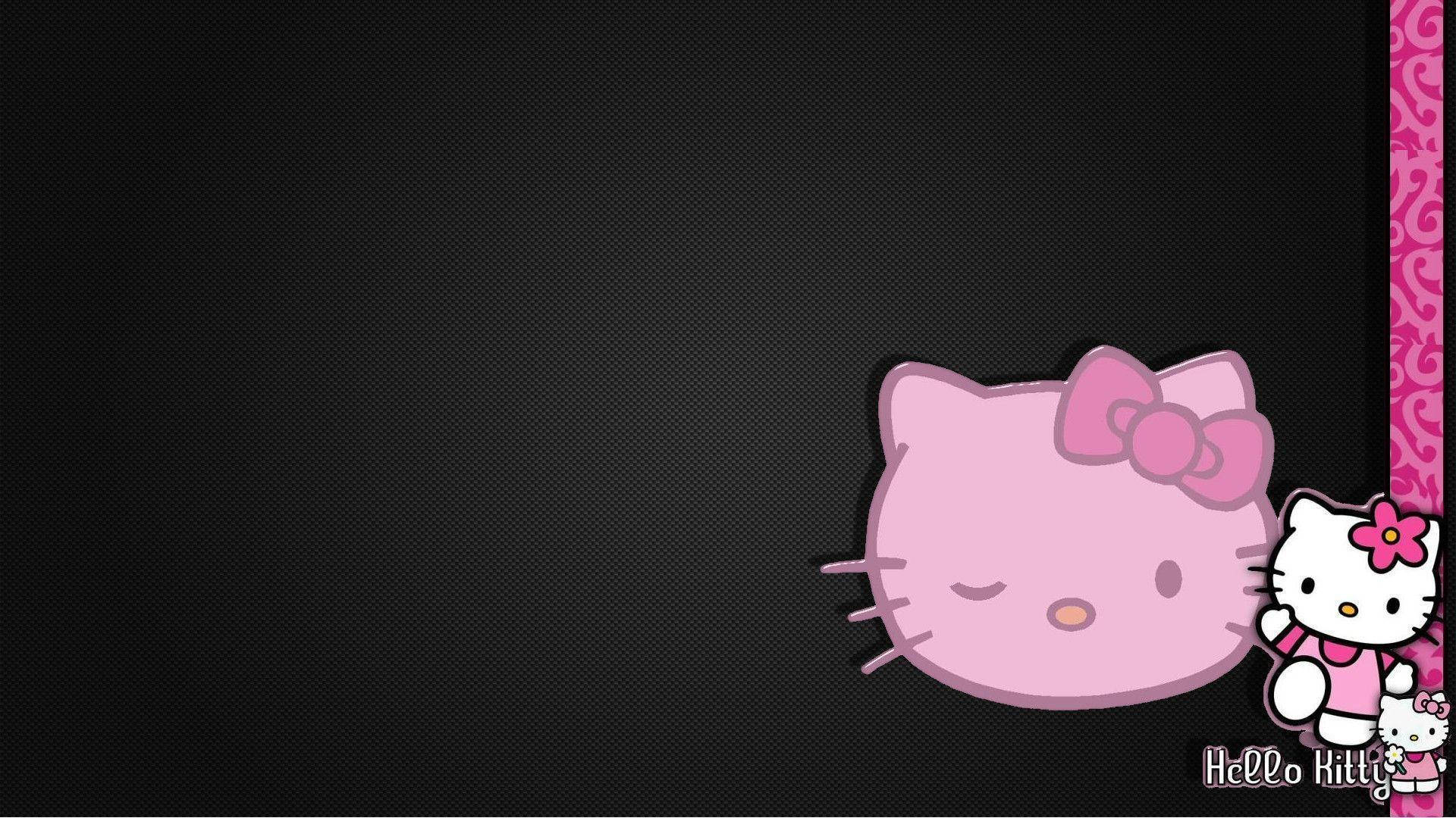 Tekstureret sort Hello Kitty med kant Wallpapers