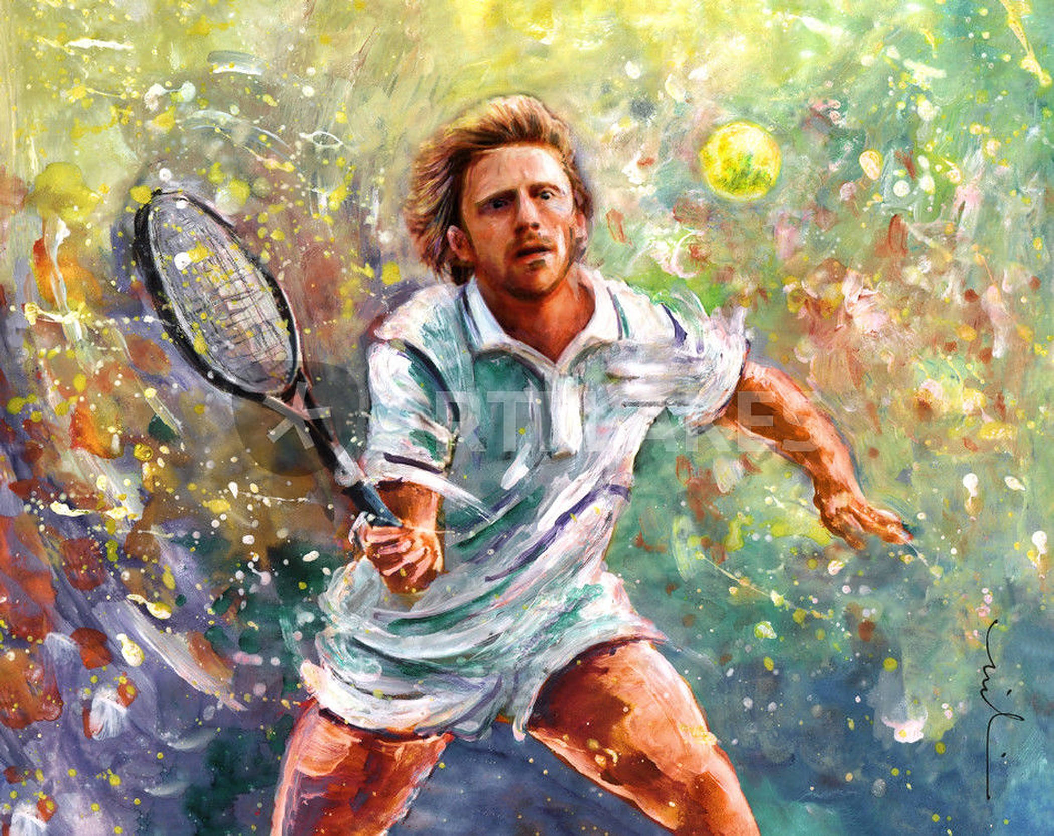 Tennislegenden Boris Beckers kraftfulde forhånd Wallpapers