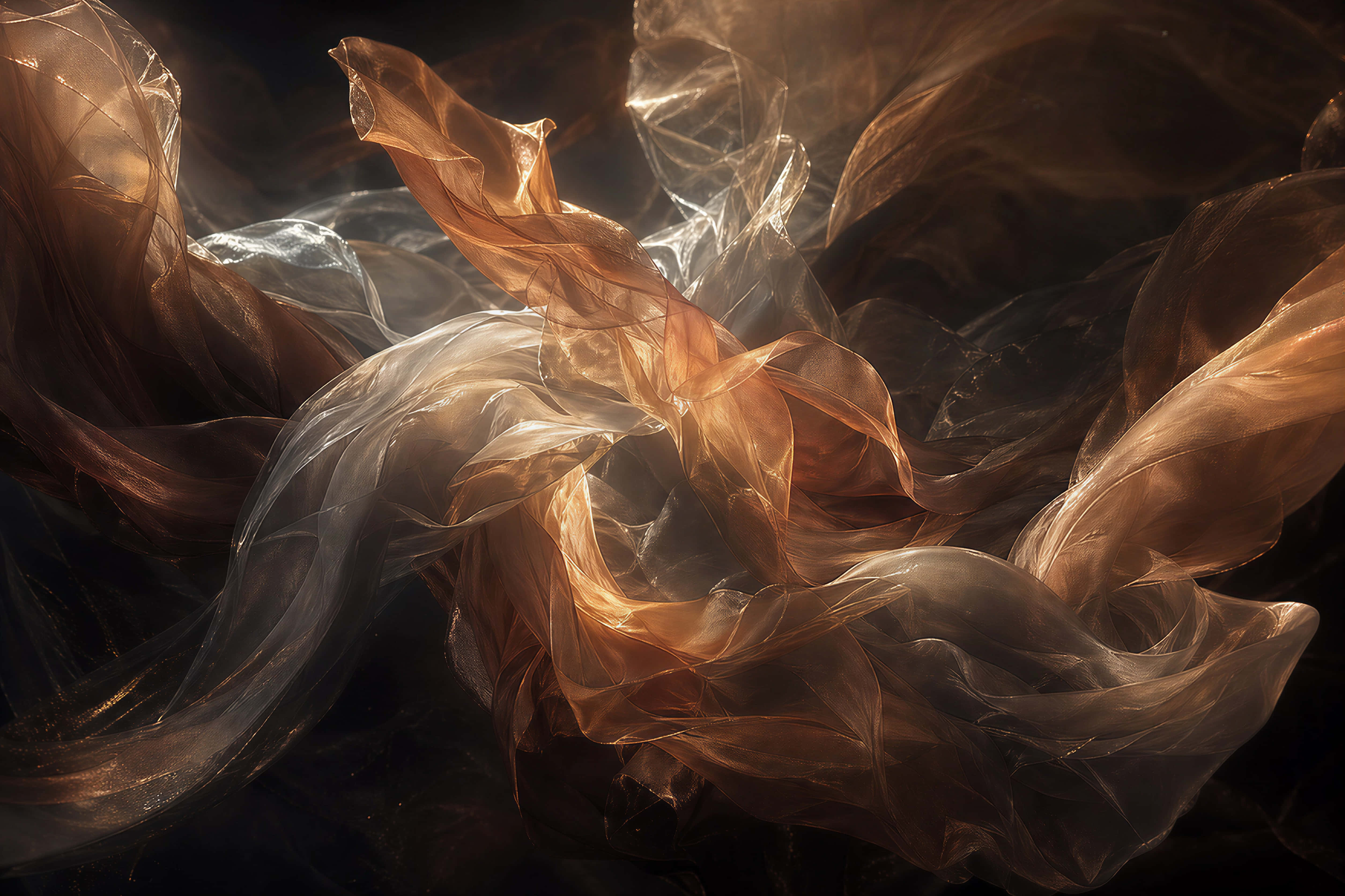 Æteriske Gyldne Silke Bølger Abstrakt Baggrund Wallpapers