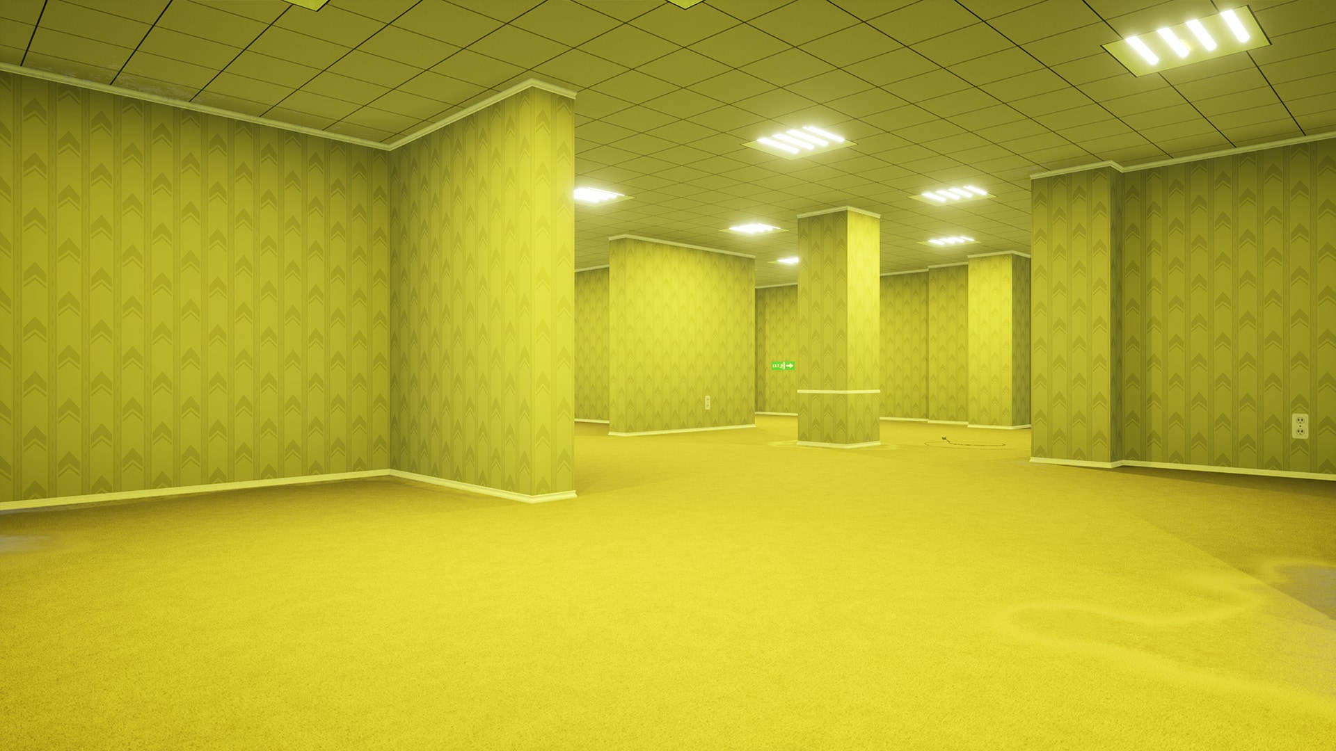 The Backrooms Bredt Kompleks Rum Wallpapers