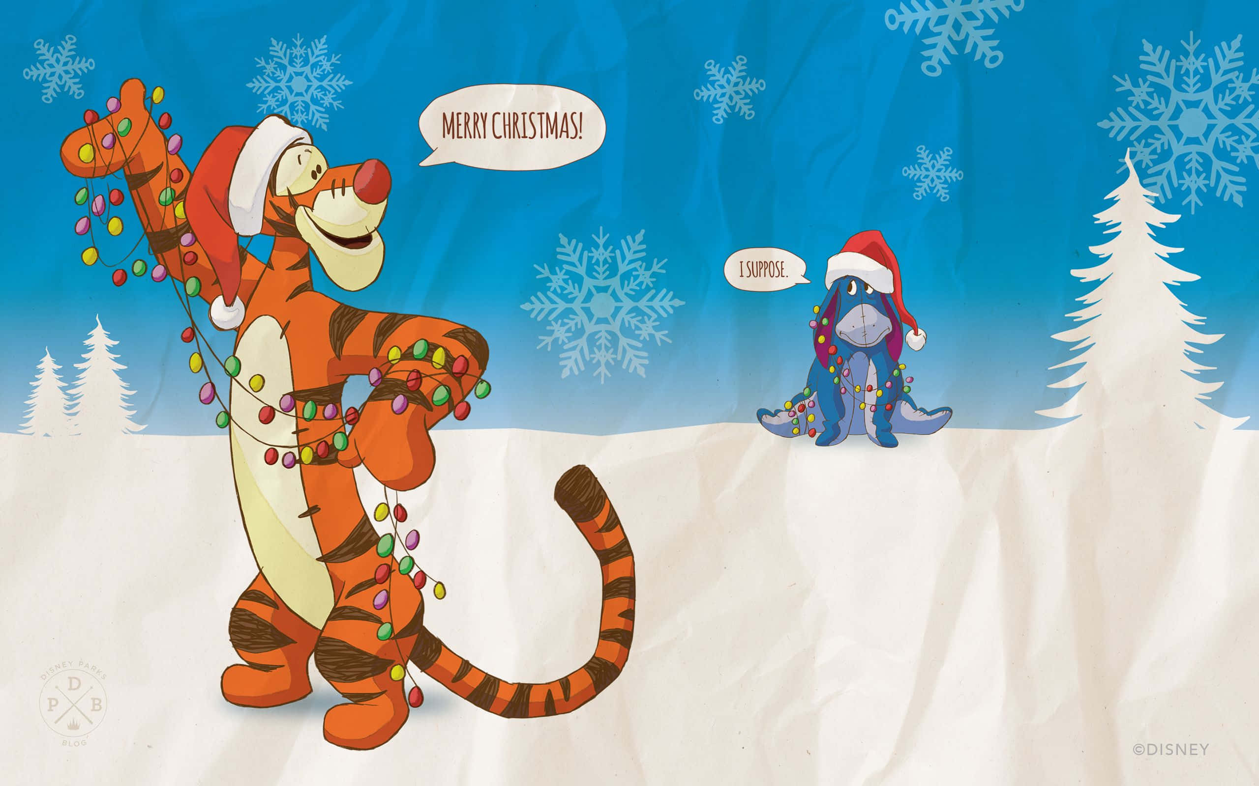 Tigger og julemanden i sneen Wallpapers
