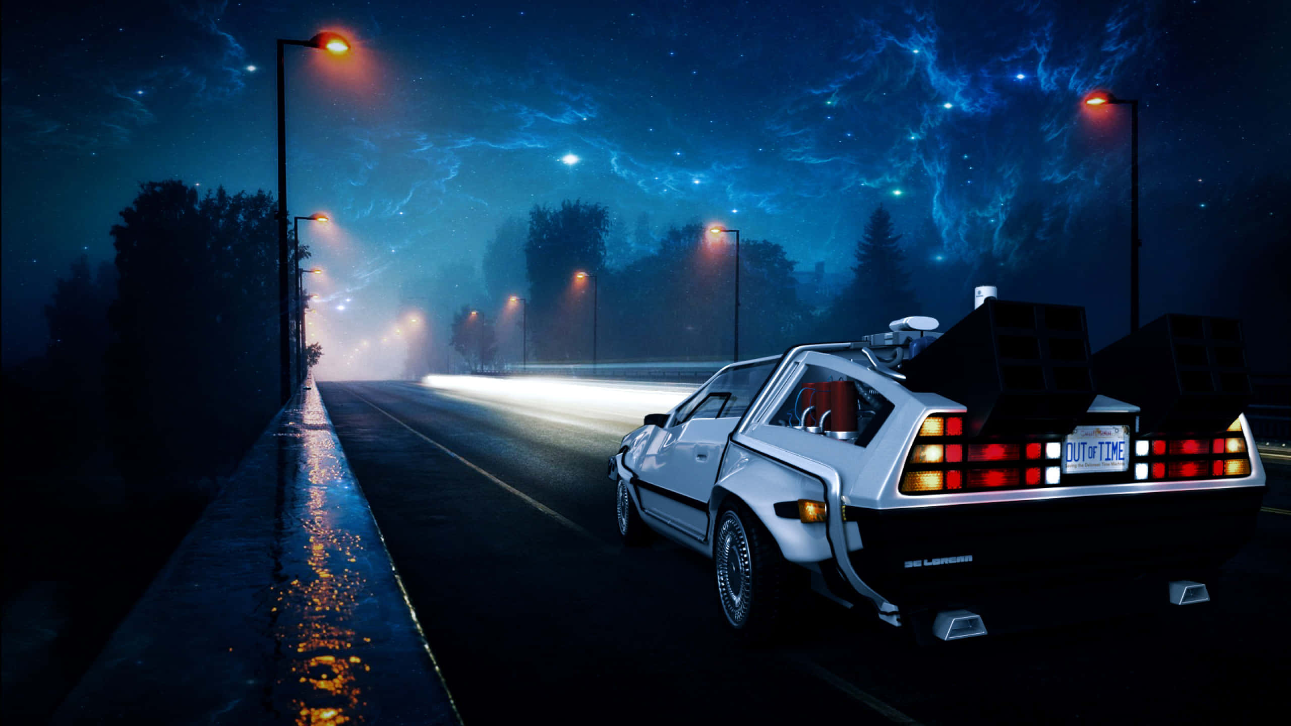 Tilbage til fremtiden bil kørende på vejen Wallpapers