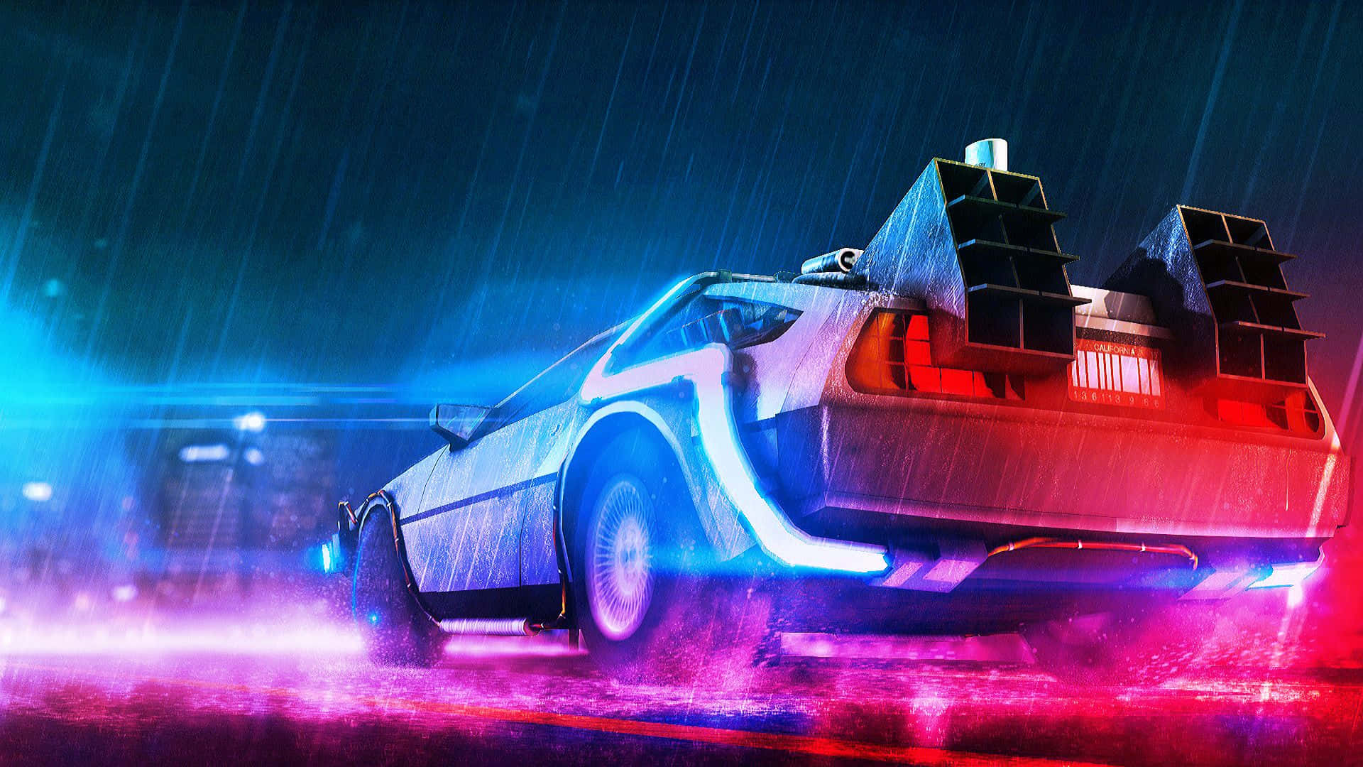 tilbage til fremtiden bil i regnen Wallpapers
