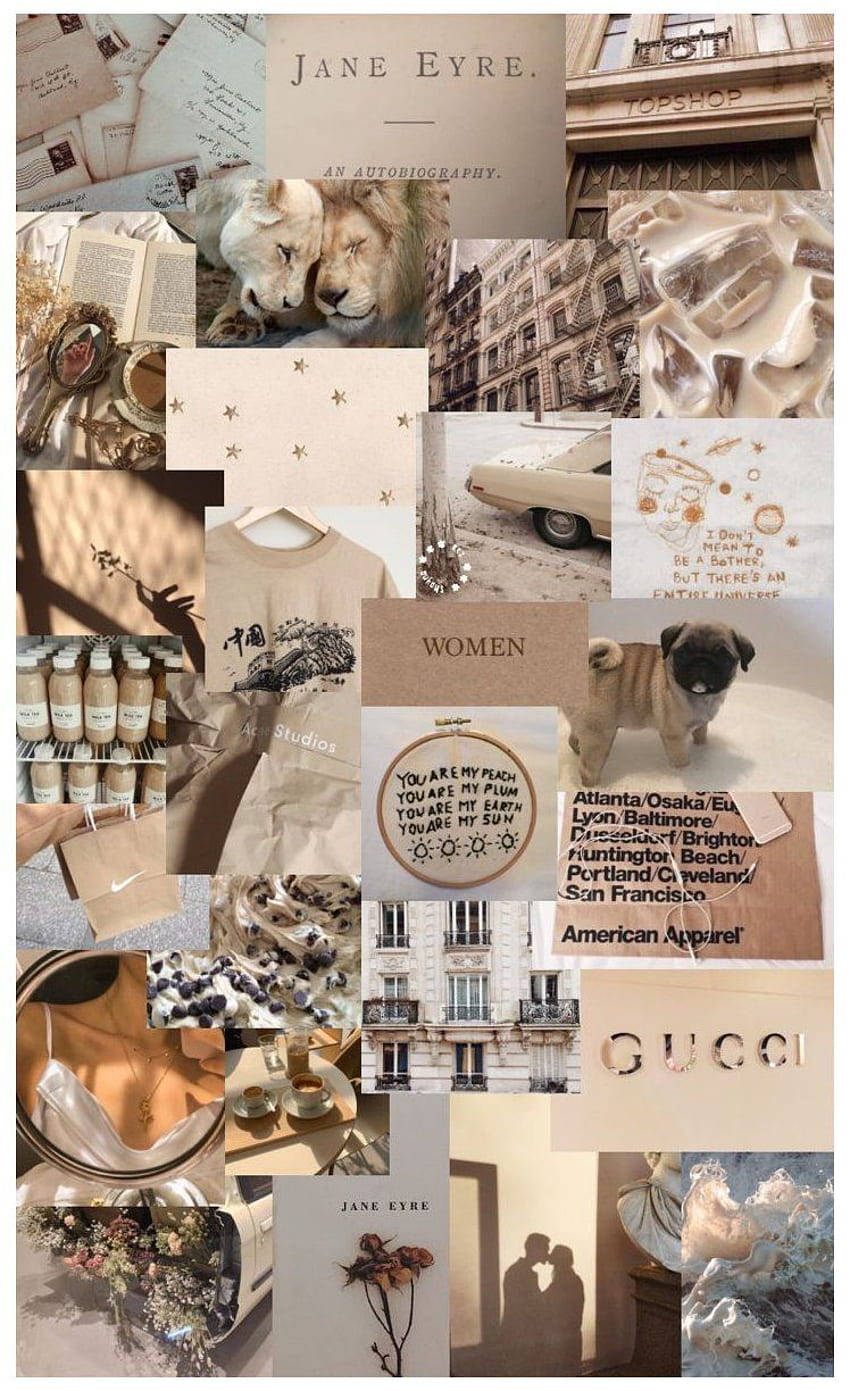Tilfældig beige æstetisk collage Wallpapers
