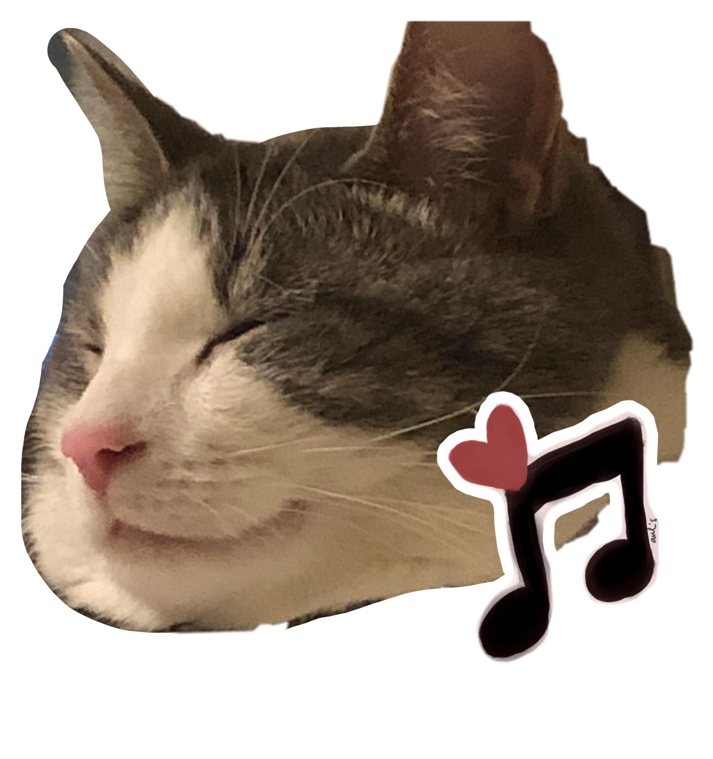Tilfreds kat med musik og kærlighed klistermærke.PNG Wallpapers